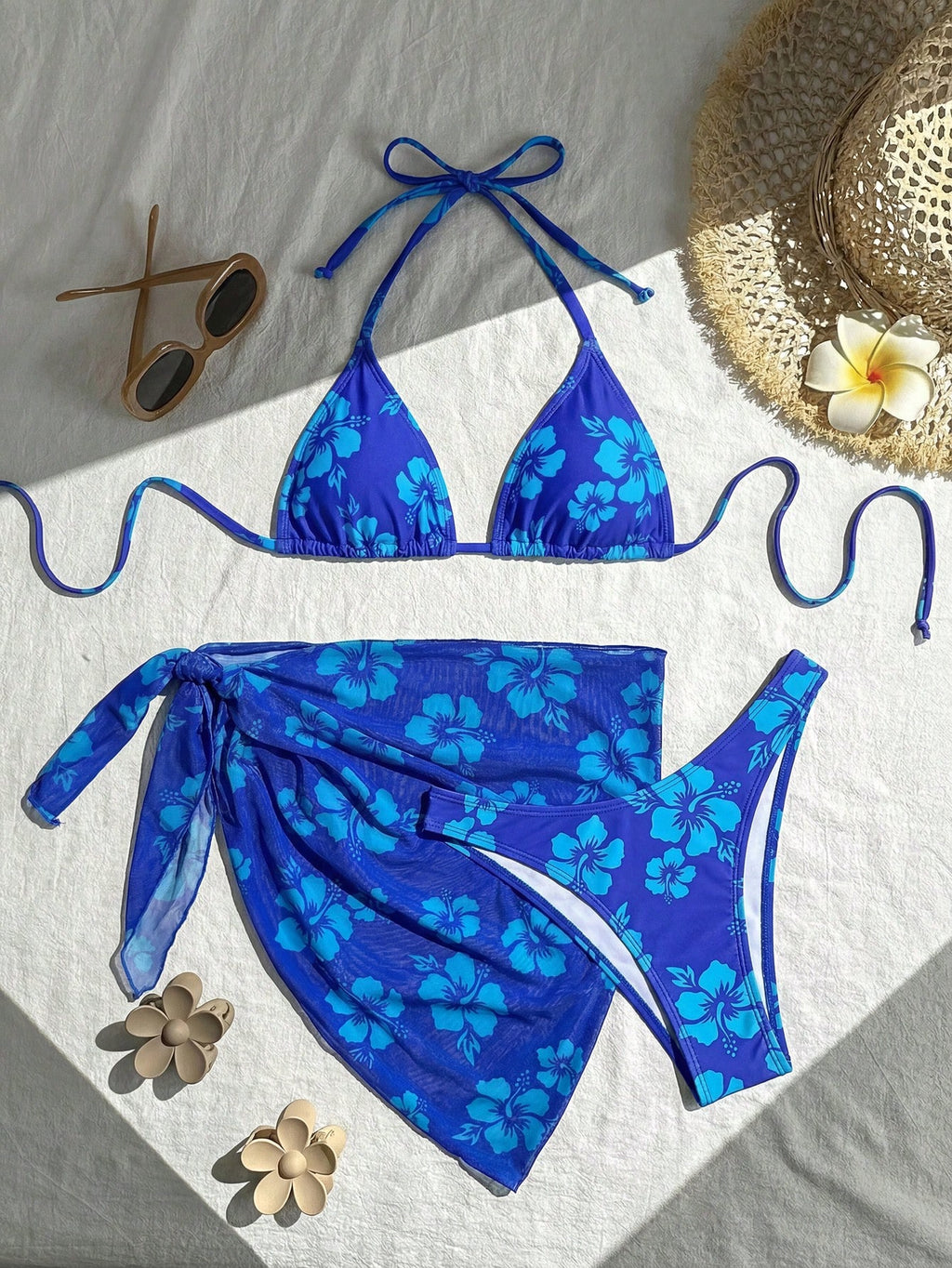 Swim Basics Floral Print Bikini Swimsuit For Summer Beach Vacation