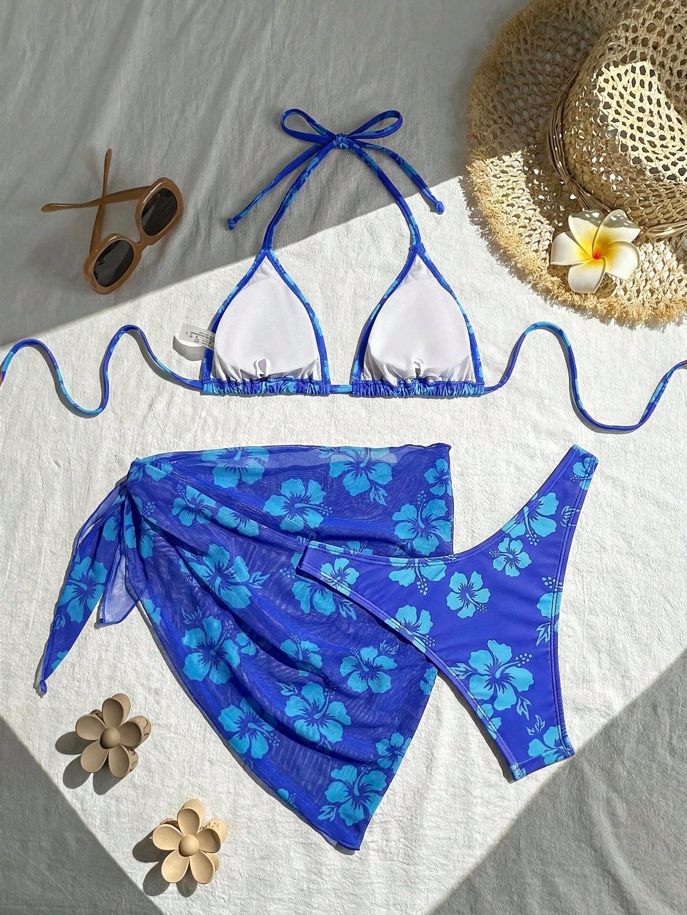 Swim Basics Floral Print Bikini Swimsuit For Summer Beach Vacation
