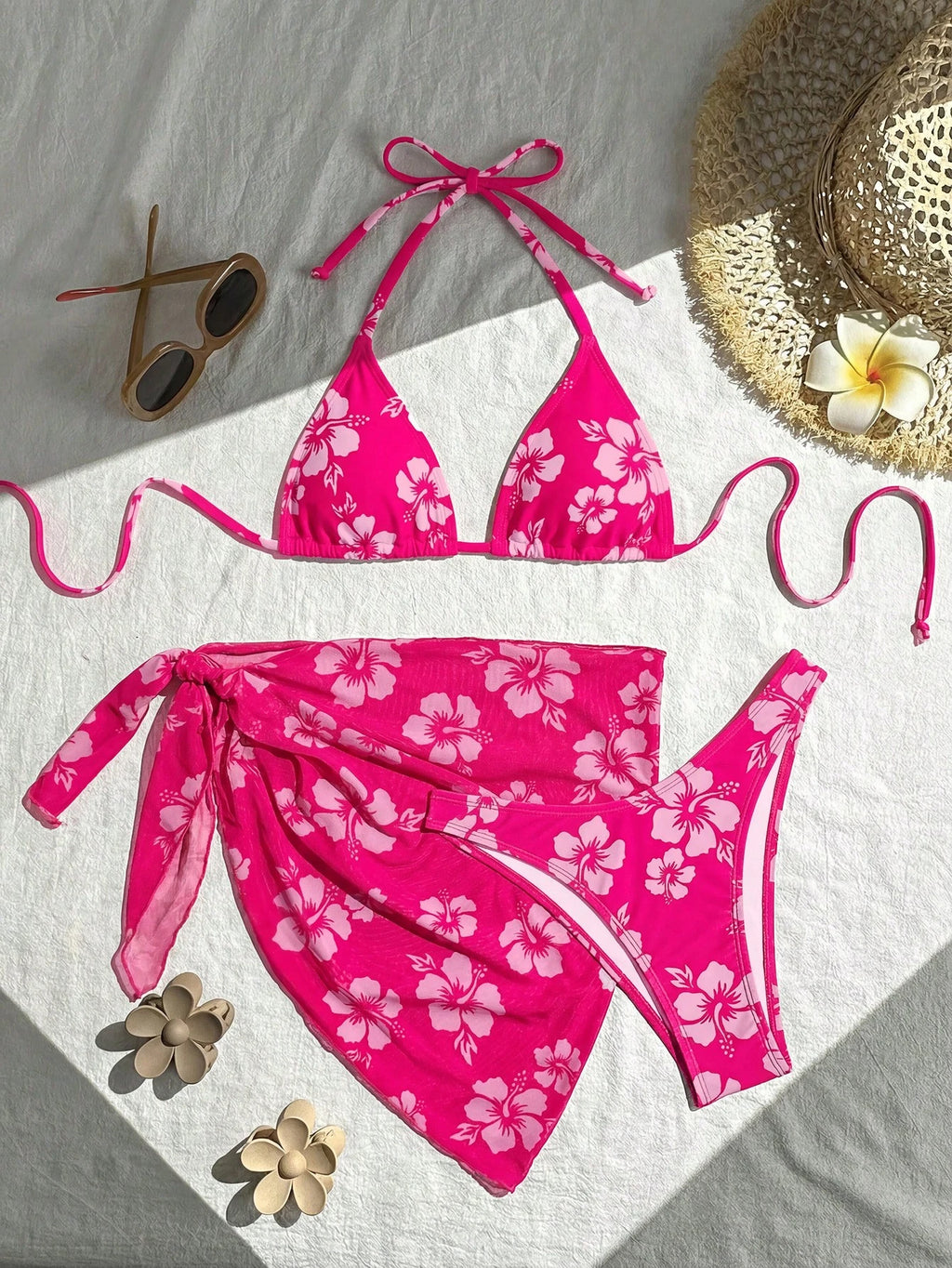 Swim Lushoire Women's Summer Beach Floral Print Halter Tie Front Sexy