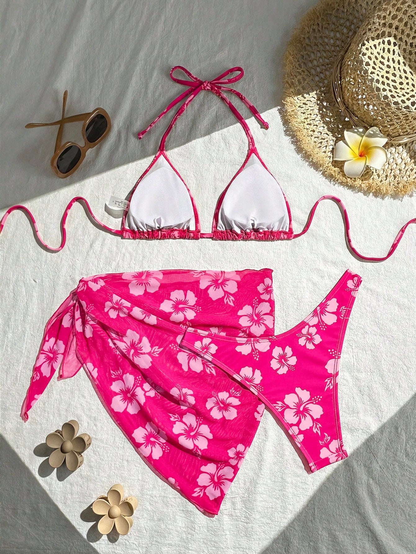 Swim Lushoire Women's Summer Beach Floral Print Halter Tie Front Sexy