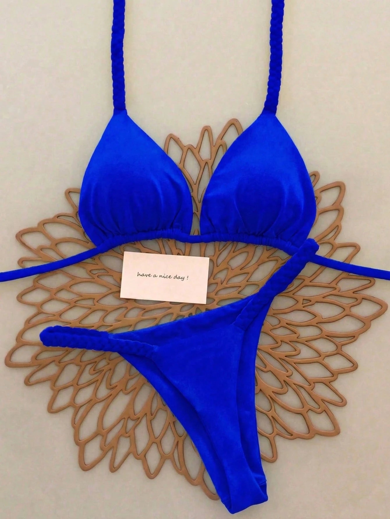 2026 Spring/Summer Black Woven Strap Women's Bikini Set, Sexy