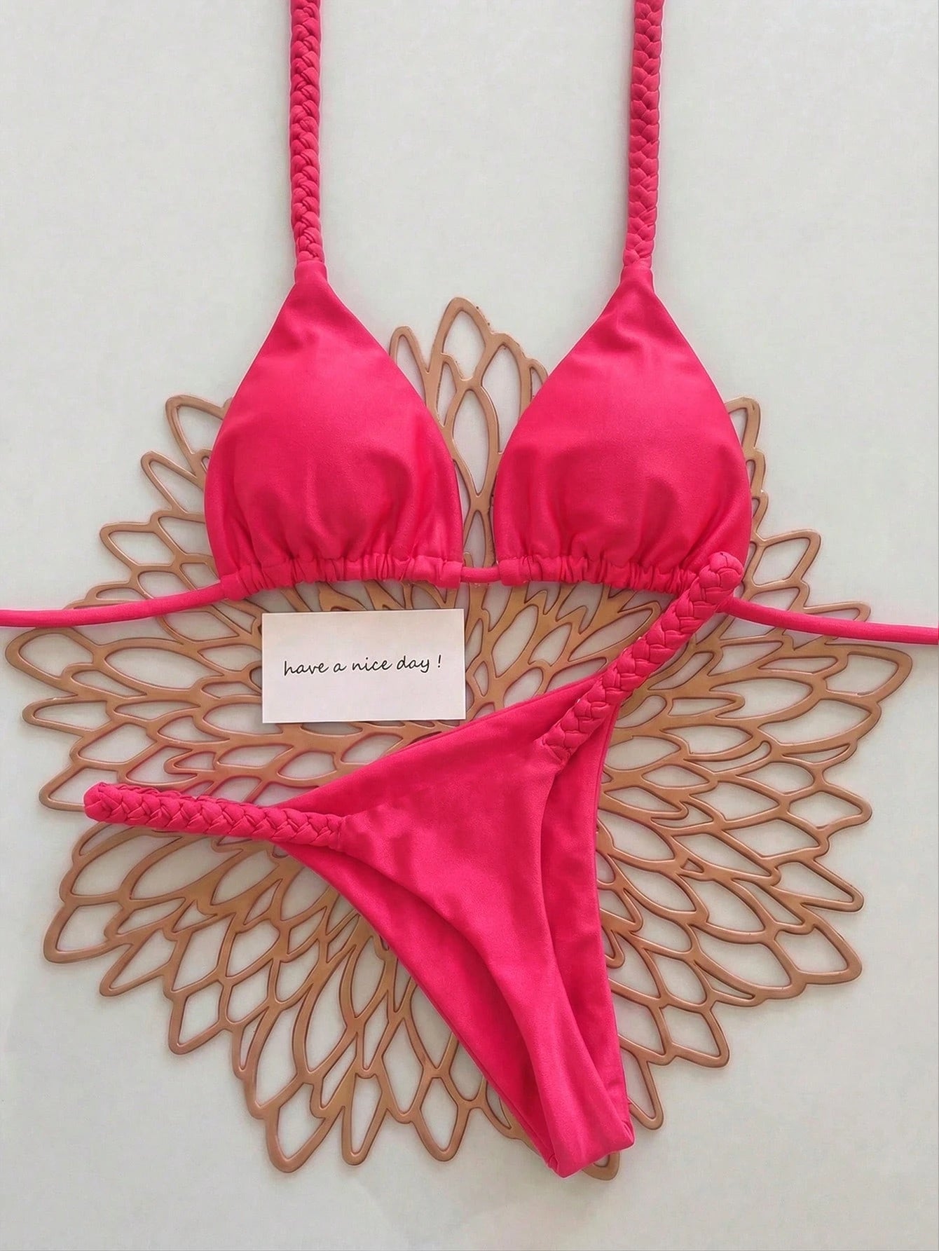2026 Spring/Summer Black Woven Strap Women's Bikini Set, Sexy