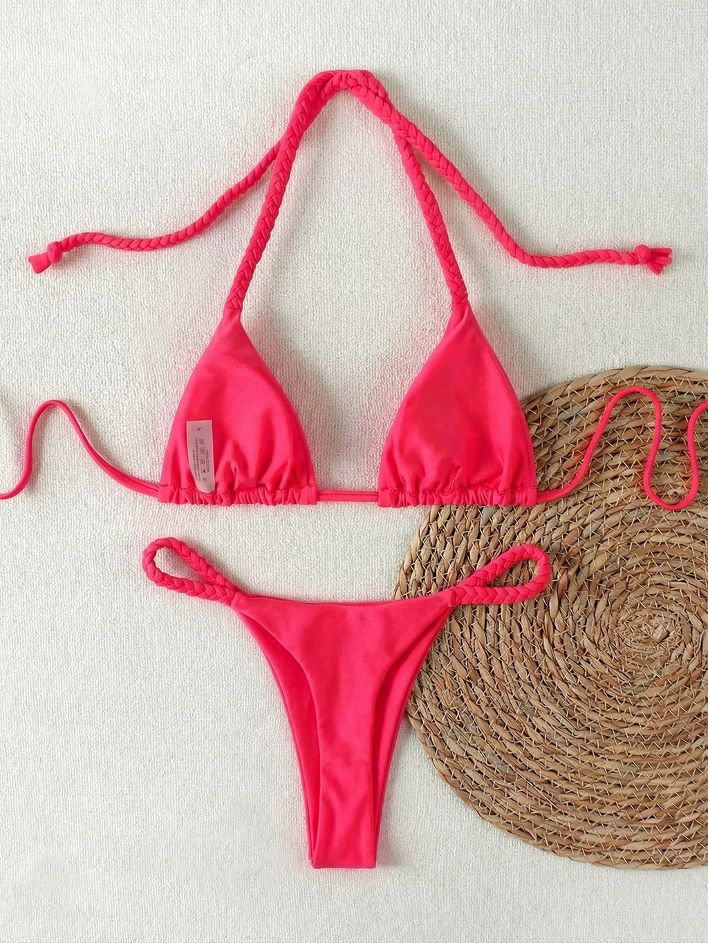 2026 Spring/Summer Black Woven Strap Women's Bikini Set, Sexy