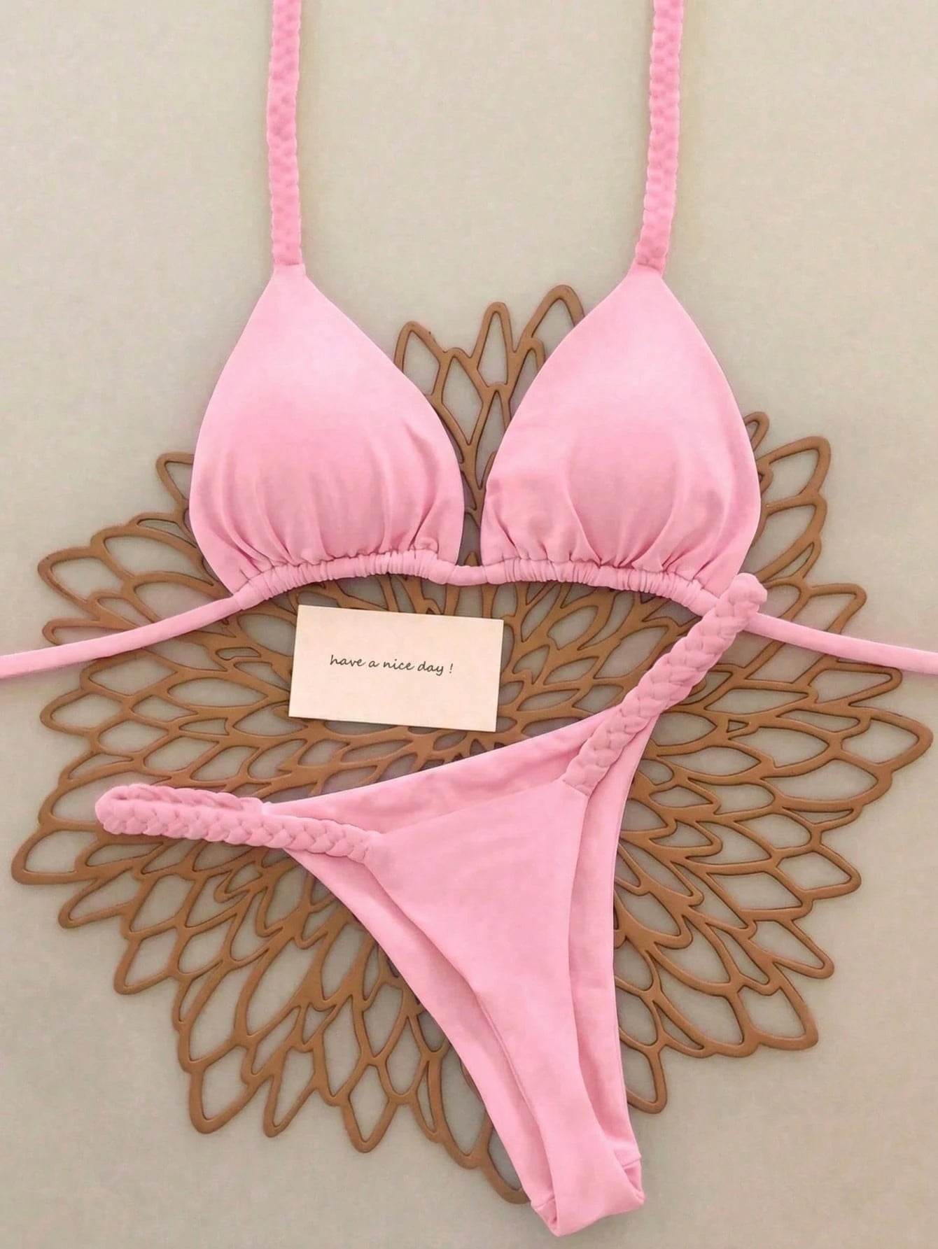 2026 Spring/Summer Black Woven Strap Women's Bikini Set, Sexy