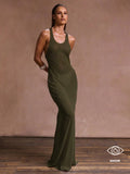 Musera Resort Racerback Sheer Marl Loose Fit Sleeveless Maxi Dress Cover Up Summer Vacation Holiday Beach