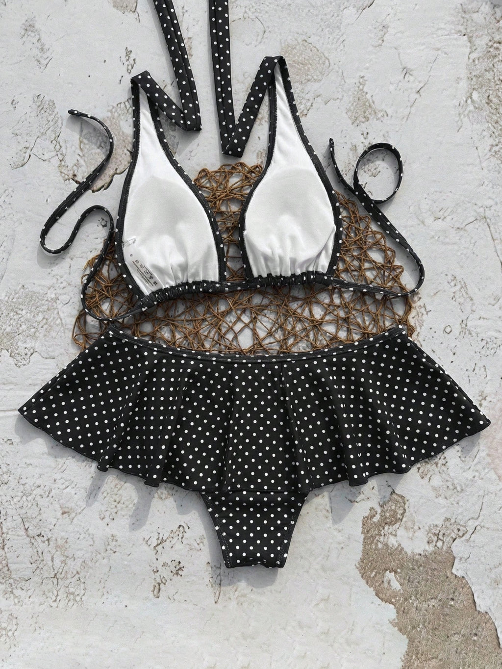 Women's Elegant Plaid Swimsuit Set With Ruffle Details, Suitable For