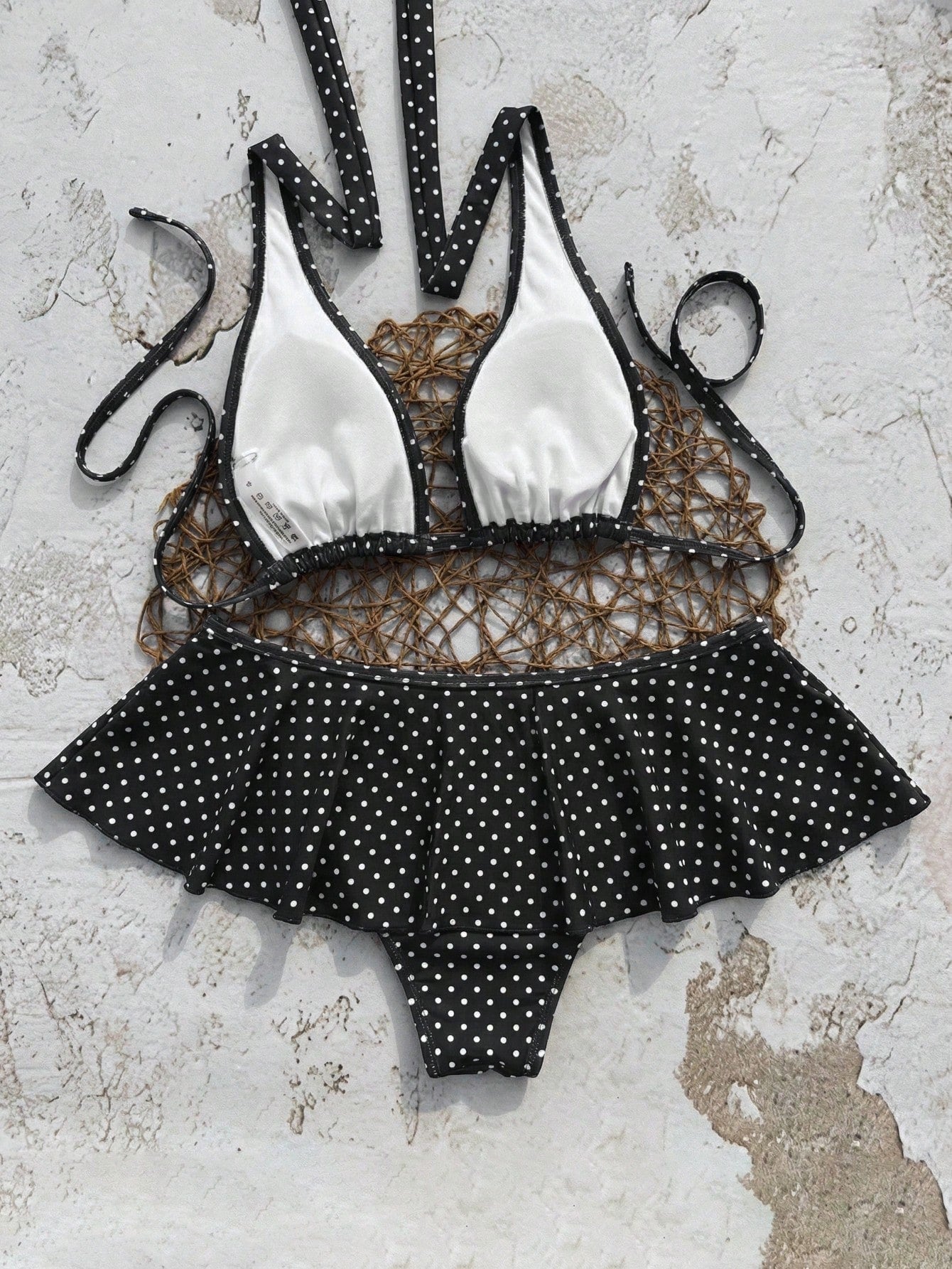 Women's Elegant Plaid Swimsuit Set With Ruffle Details, Suitable For