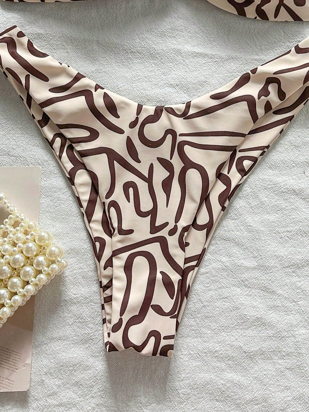 Swim Mod Multicolor Sleeveless Textured Pattern Bandeau Bikini Set