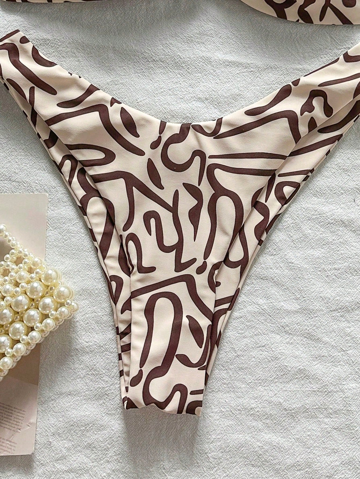 Swim Mod Multicolor Sleeveless Textured Pattern Bandeau Bikini Set For Women High Cut Swimwear Short Length - image 20