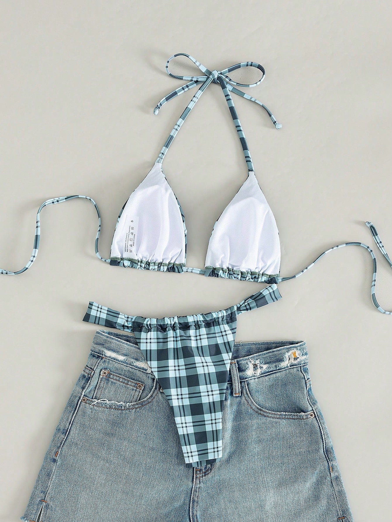 Women's Sexy Colorful Striped Bohemian Style Halter Tie Back Bikini