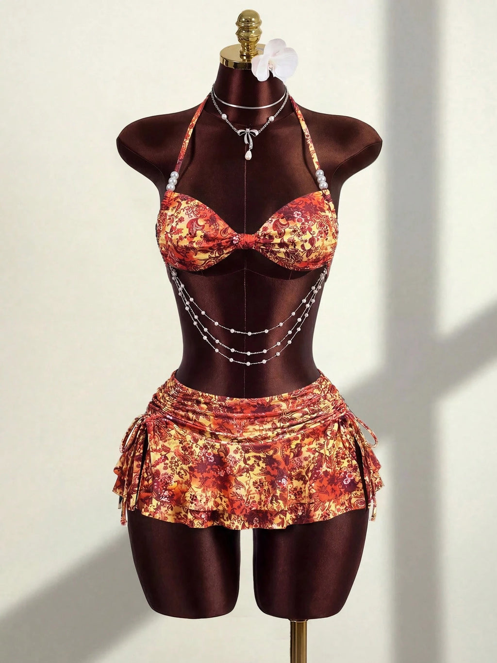 Zestiva 3pcs/Set Brown Summer Boho Sequin Beach Party Holiday Holiday