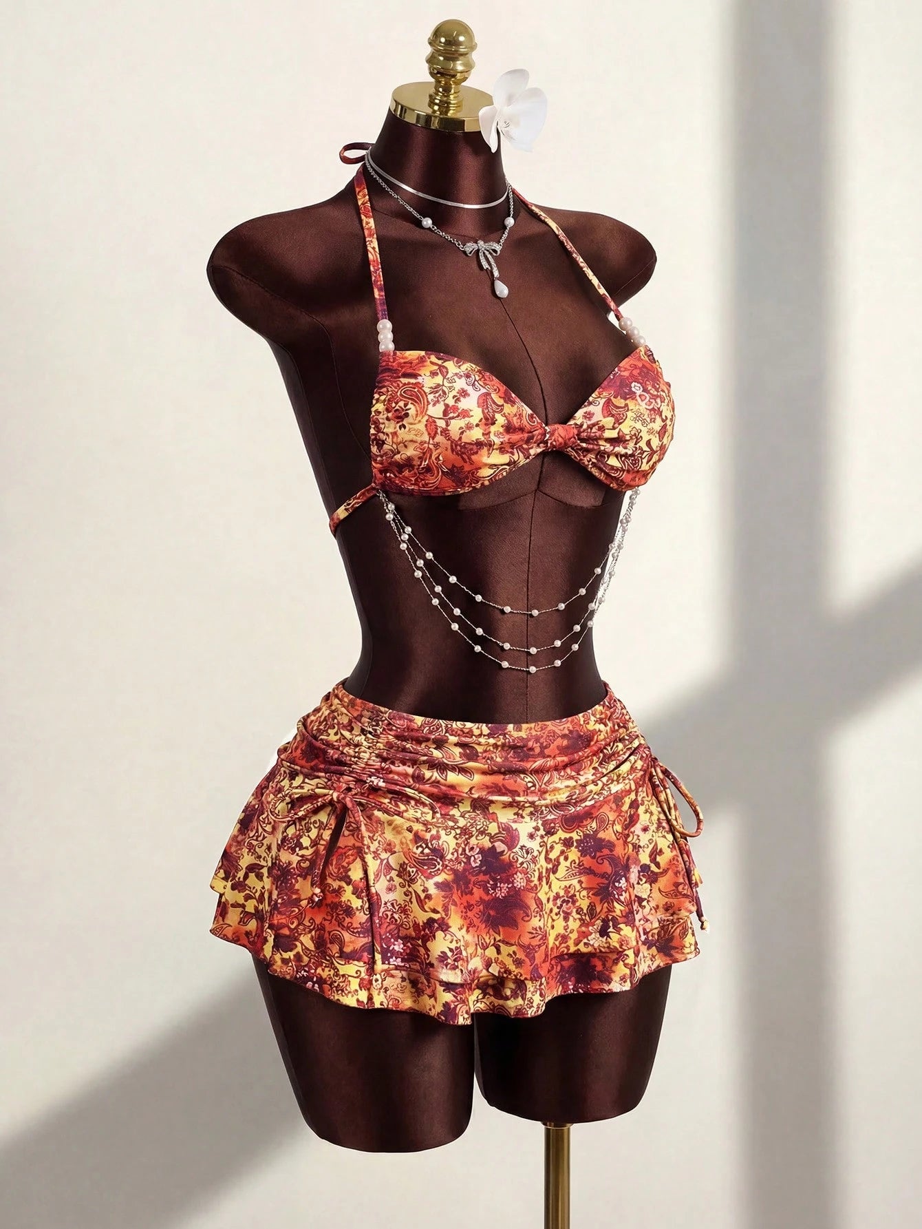 Zestiva 3pcs/Set Brown Summer Boho Sequin Beach Party Holiday Holiday