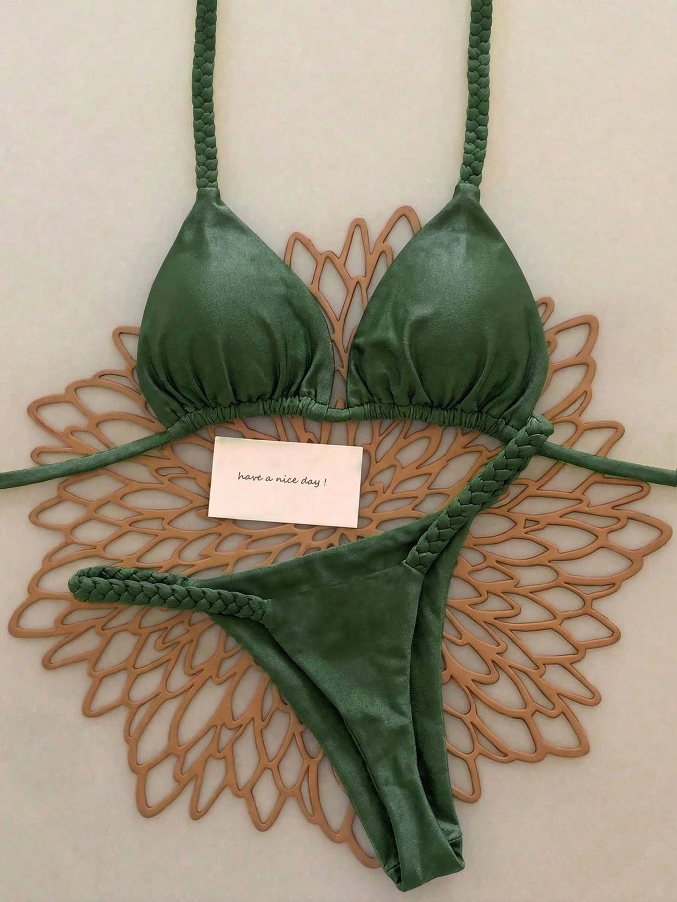 2026 Spring/Summer Black Woven Strap Women's Bikini Set, Sexy