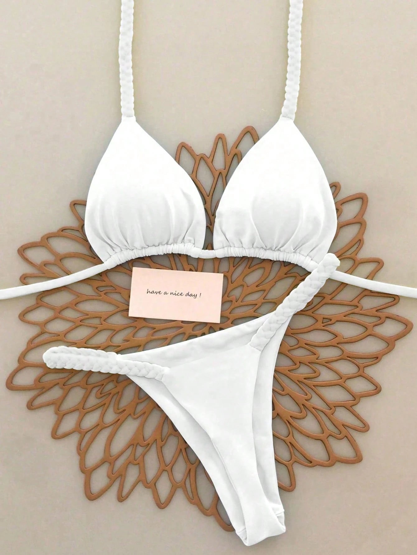 2026 Spring/Summer Black Woven Strap Women's Bikini Set, Sexy