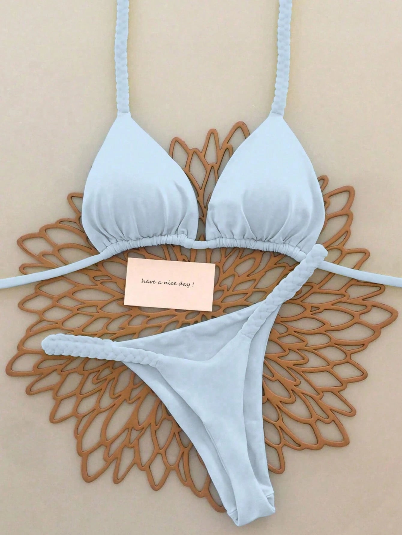 2026 Spring/Summer Black Woven Strap Women's Bikini Set, Sexy