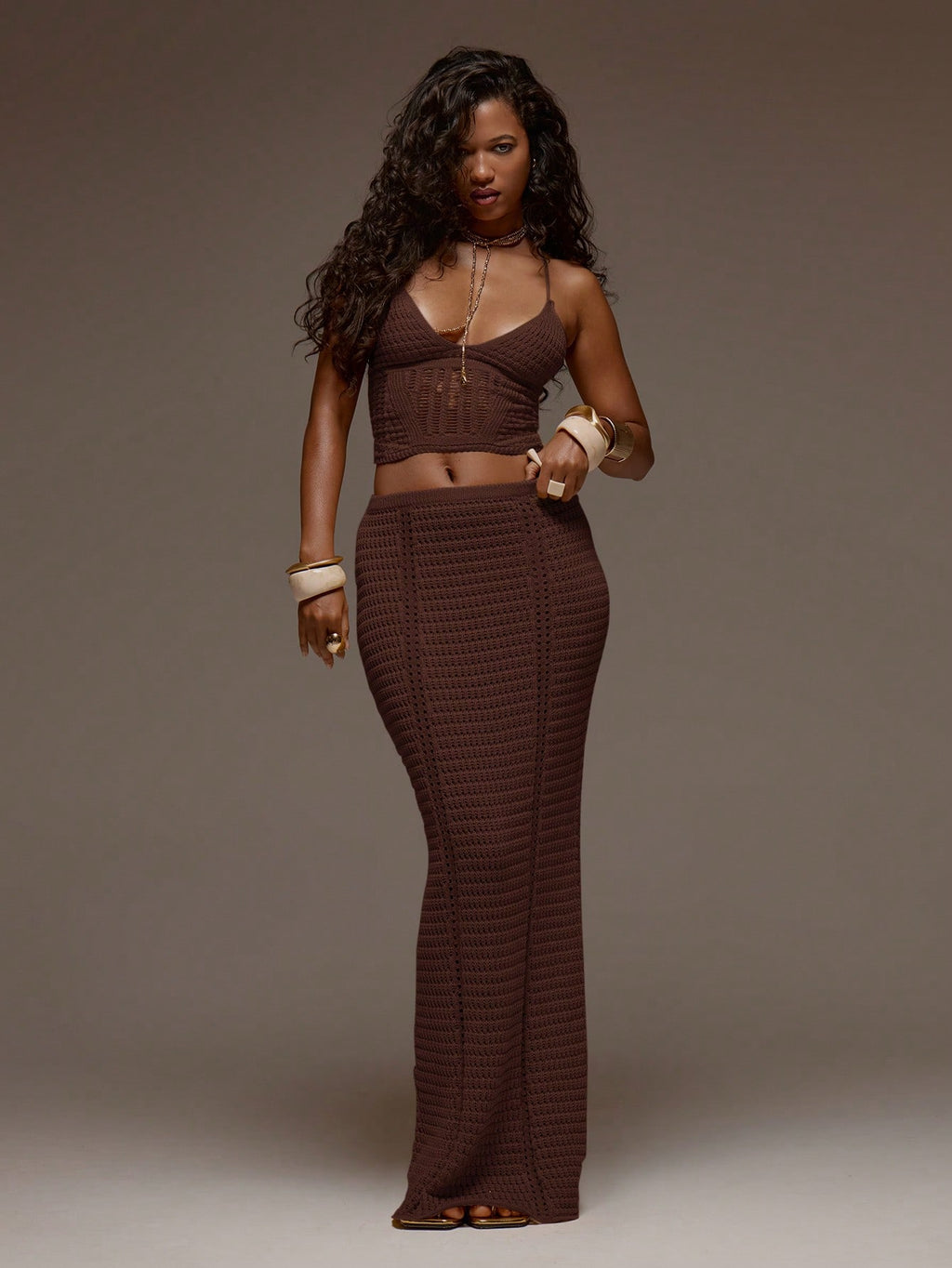 MUSERA Crochet Knit Fitted Cami Top And Maxi Skirt Set Co-Ord Spring Summer Holiday Vacation Beach Ibiza - image 19