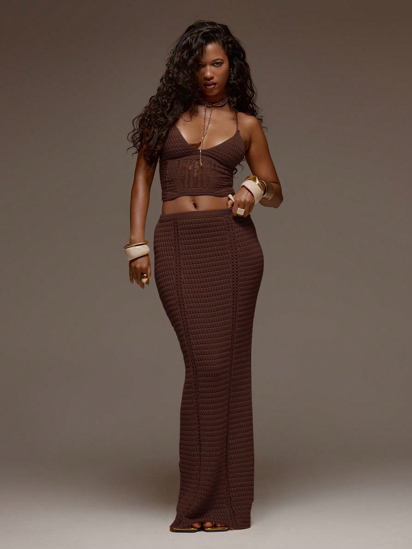 MUSERA Crochet Knit Fitted Cami Top And Maxi Skirt Set Co-Ord Spring Summer Holiday Vacation Beach Ibiza - image 19