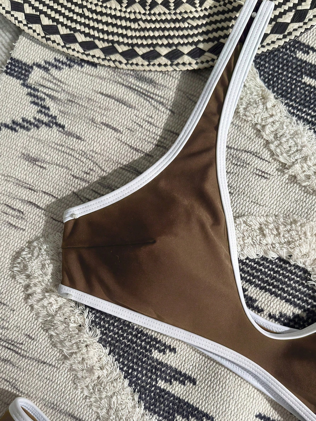 Swim Vcay White Trim Bikini Set. Black Body With White Trim Design, High Cut Triangle Bottom - image 13