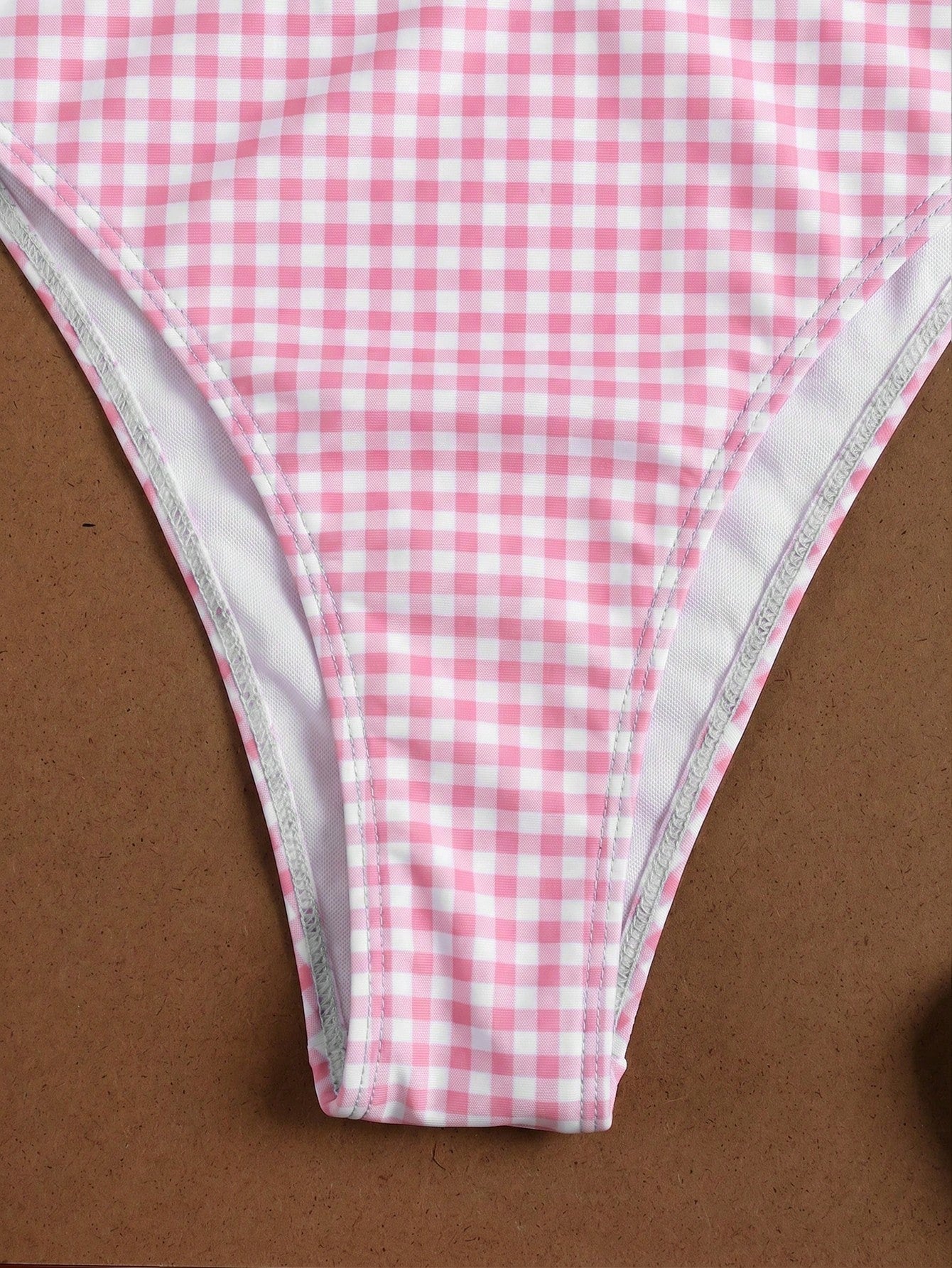 Ladies' Light Blue Floral Plaid Camisole Swimwear For Beach, Sweet Girl Vacation Style Two Pieces Bikini Set - image 9