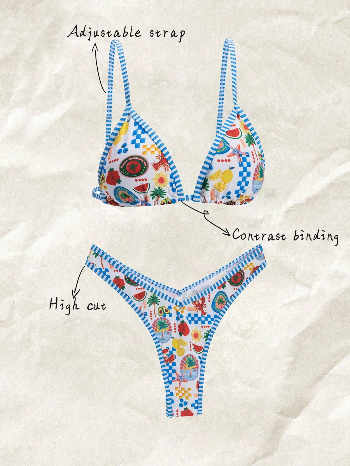 Elavelle Springbreak Women's Random Print Spaghetti Strap Sexy High