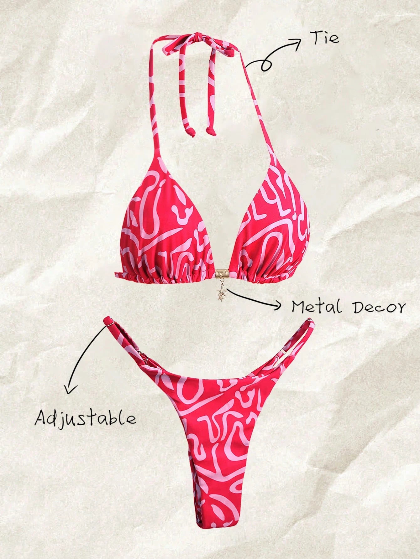 Elavelle Springbreak Women Beach Outfit, Random Print Spaghetti Strap