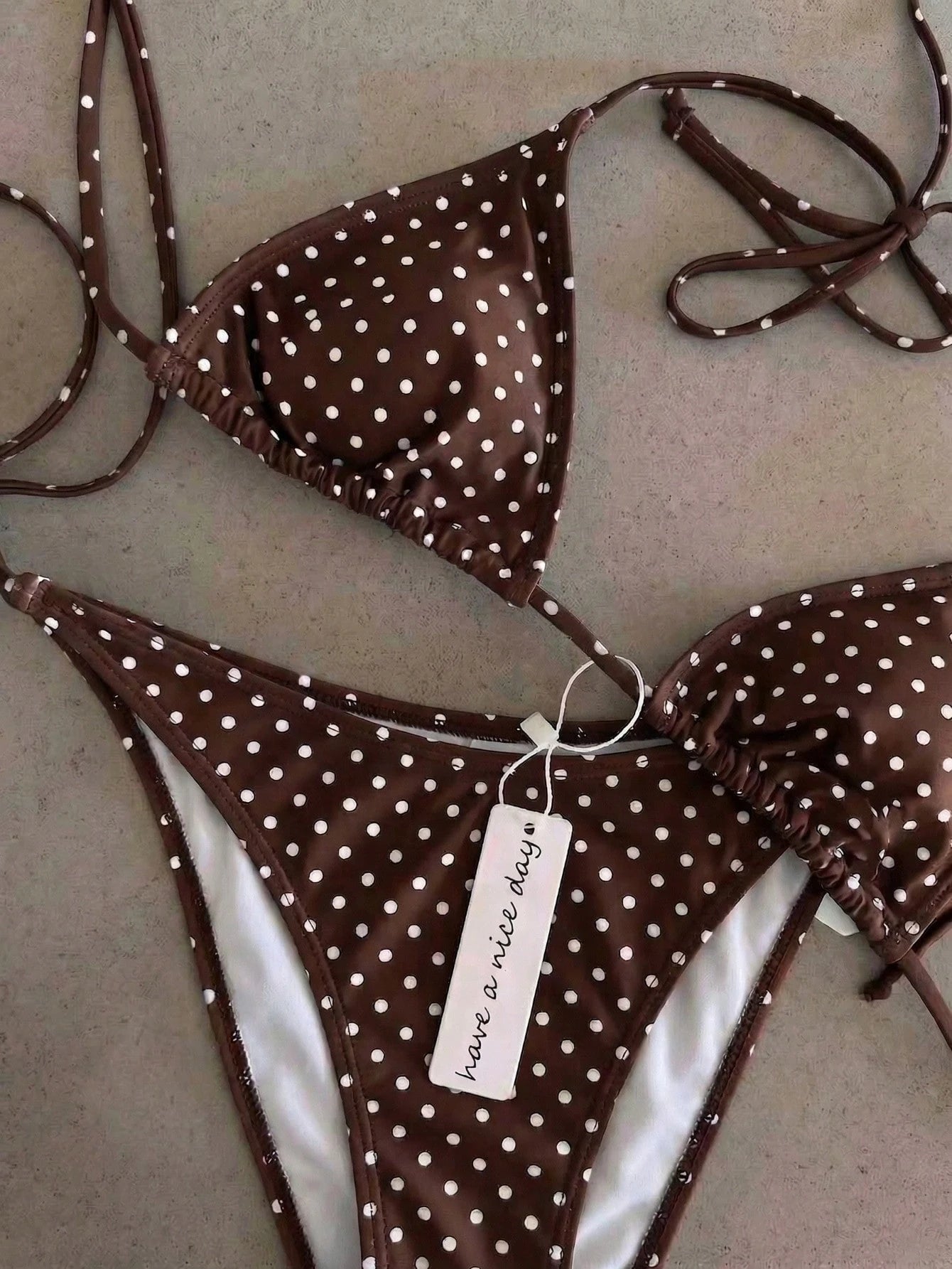 Retro Navy Blue & Black Striped Spaghetti Strap Tie Bikini Set, Sexy