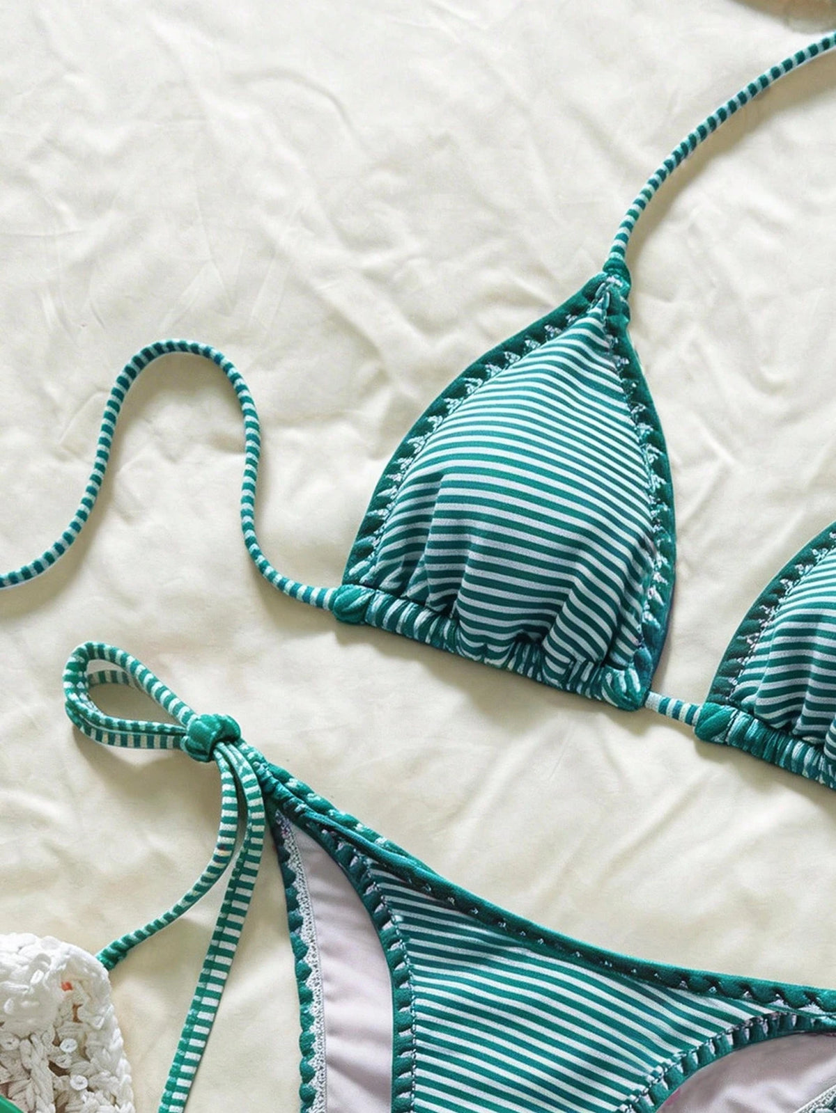 Swim Mod Women's Plaid Jacquard Halter Bikini Set, Spring/Summer - image 15