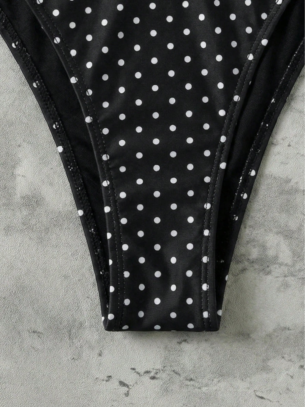 Retro Navy Blue & Black Striped Spaghetti Strap Tie Bikini Set, Sexy