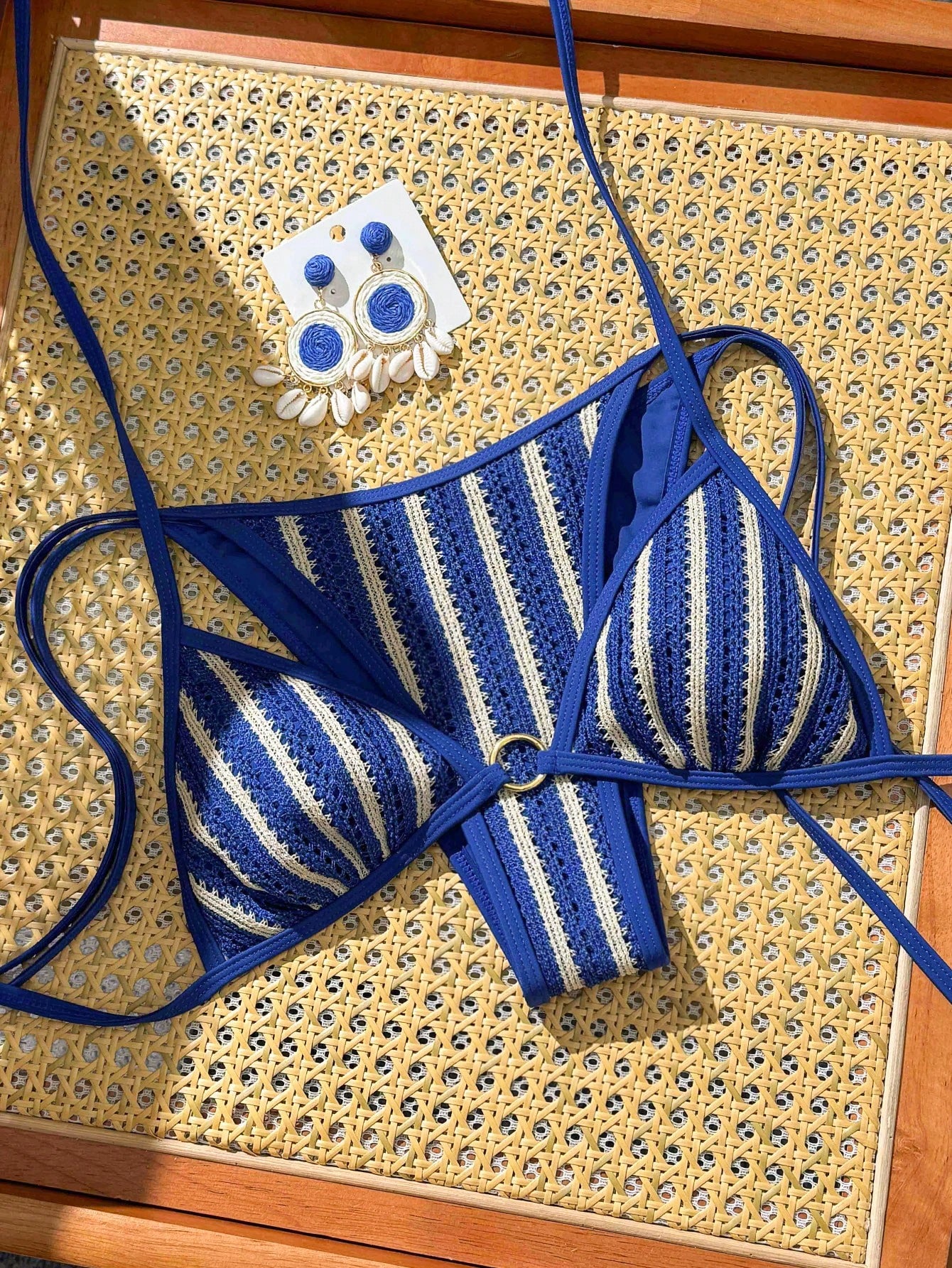 Swim Women's Lace-Up Halter Sexy Bikini 2 Pieces Swimwear Set, Summer