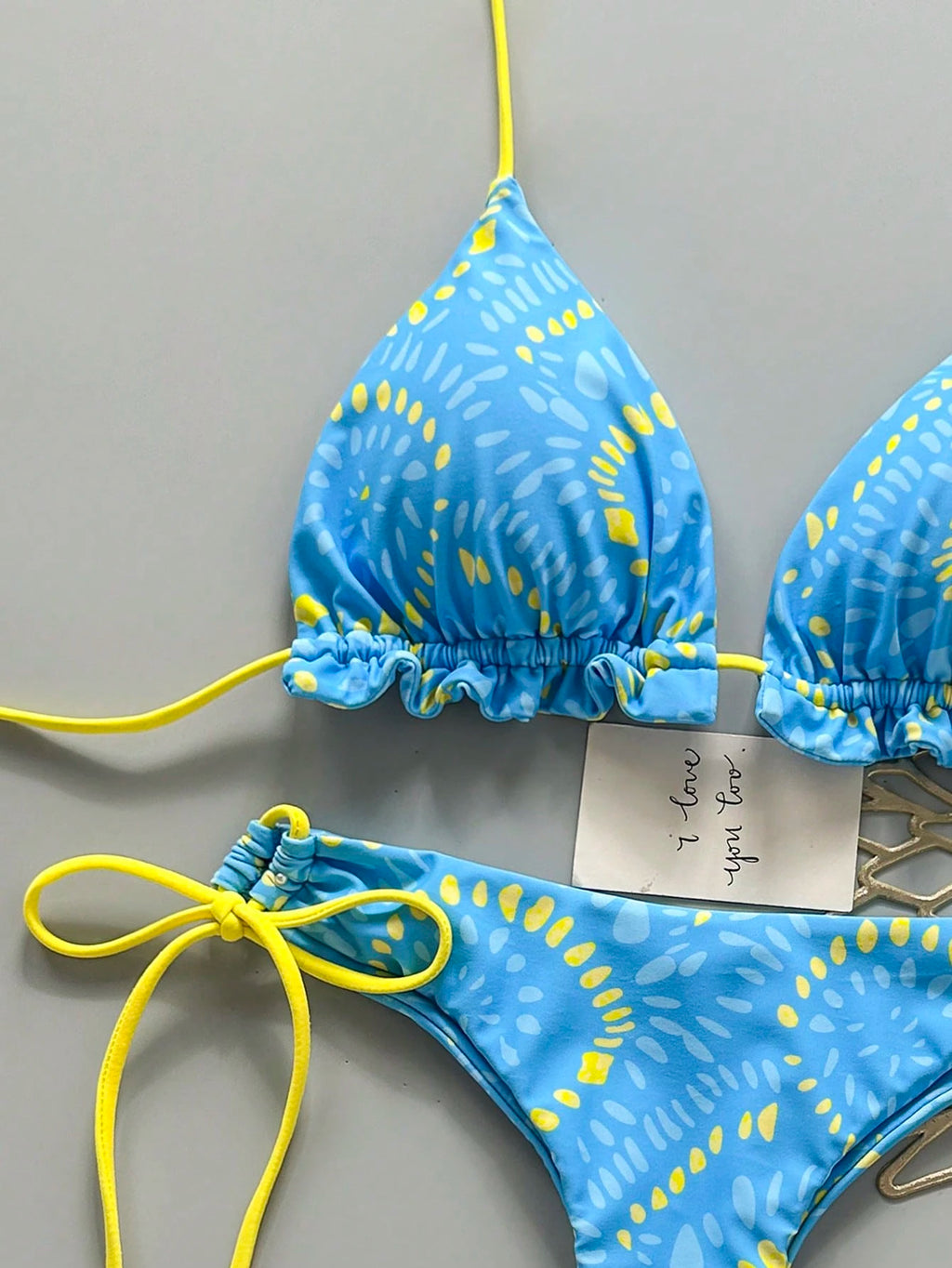 2pcs Solid Color Casual Cute Elegant Sexy Tie-Up Pearl Ball Polka Dot Bohemian Bikini Swimwear, Beach - image 8