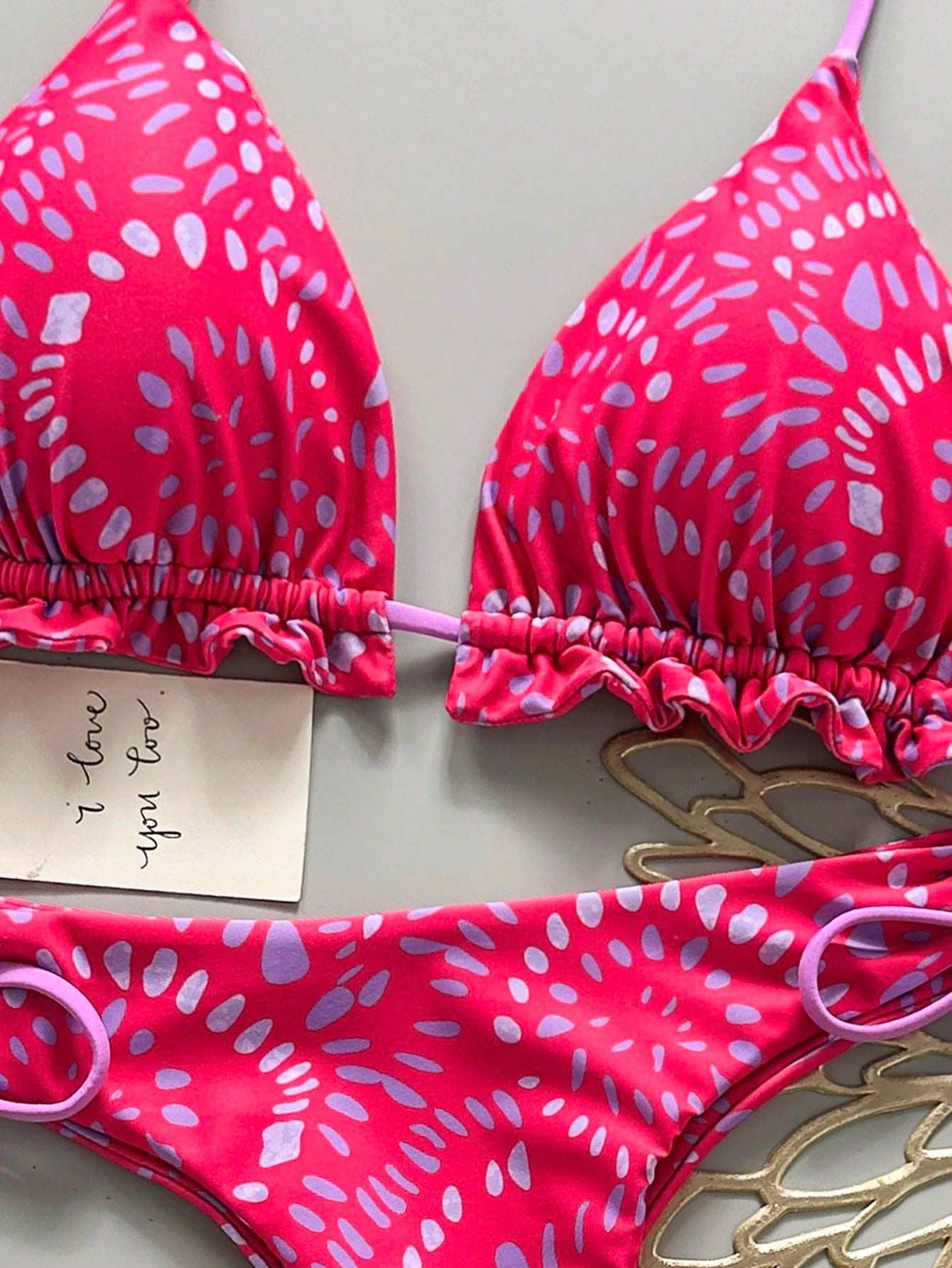 2pcs Solid Color Casual Cute Elegant Sexy Tie-Up Pearl Ball Polka Dot Bohemian Bikini Swimwear, Beach - image 19