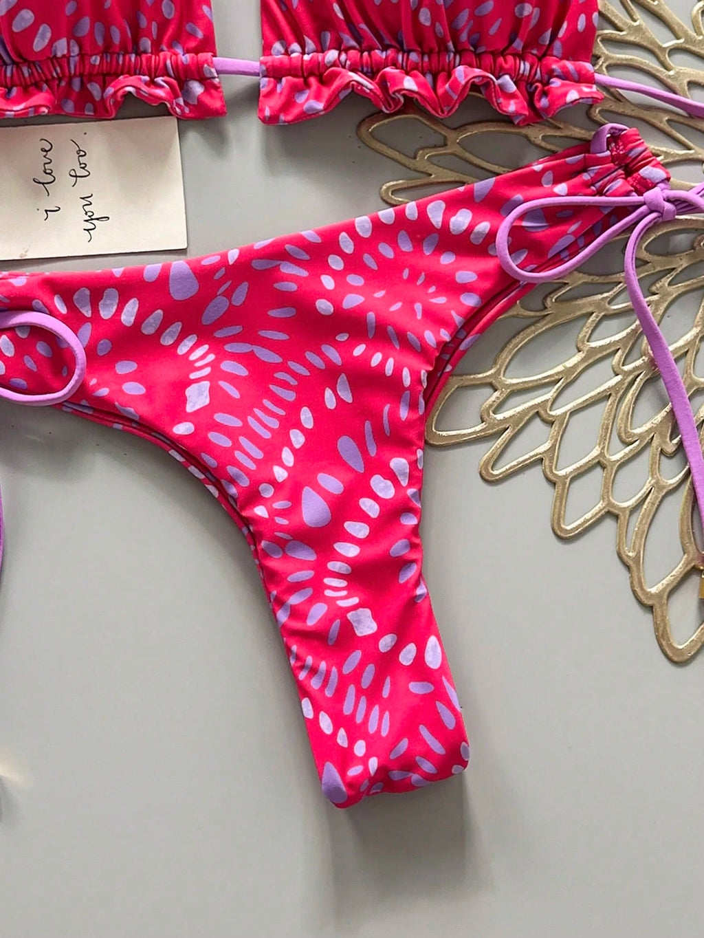 2pcs Solid Color Casual Cute Elegant Sexy Tie-Up Pearl Ball Polka Dot Bohemian Bikini Swimwear, Beach - image 20