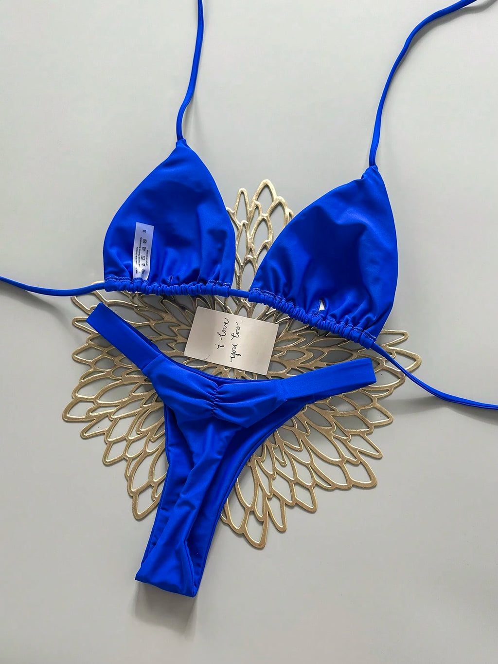 2pcs Casual Elegant Sexy Bohemian Floral Print Tie-Up Braided Bikini Swimwear, S