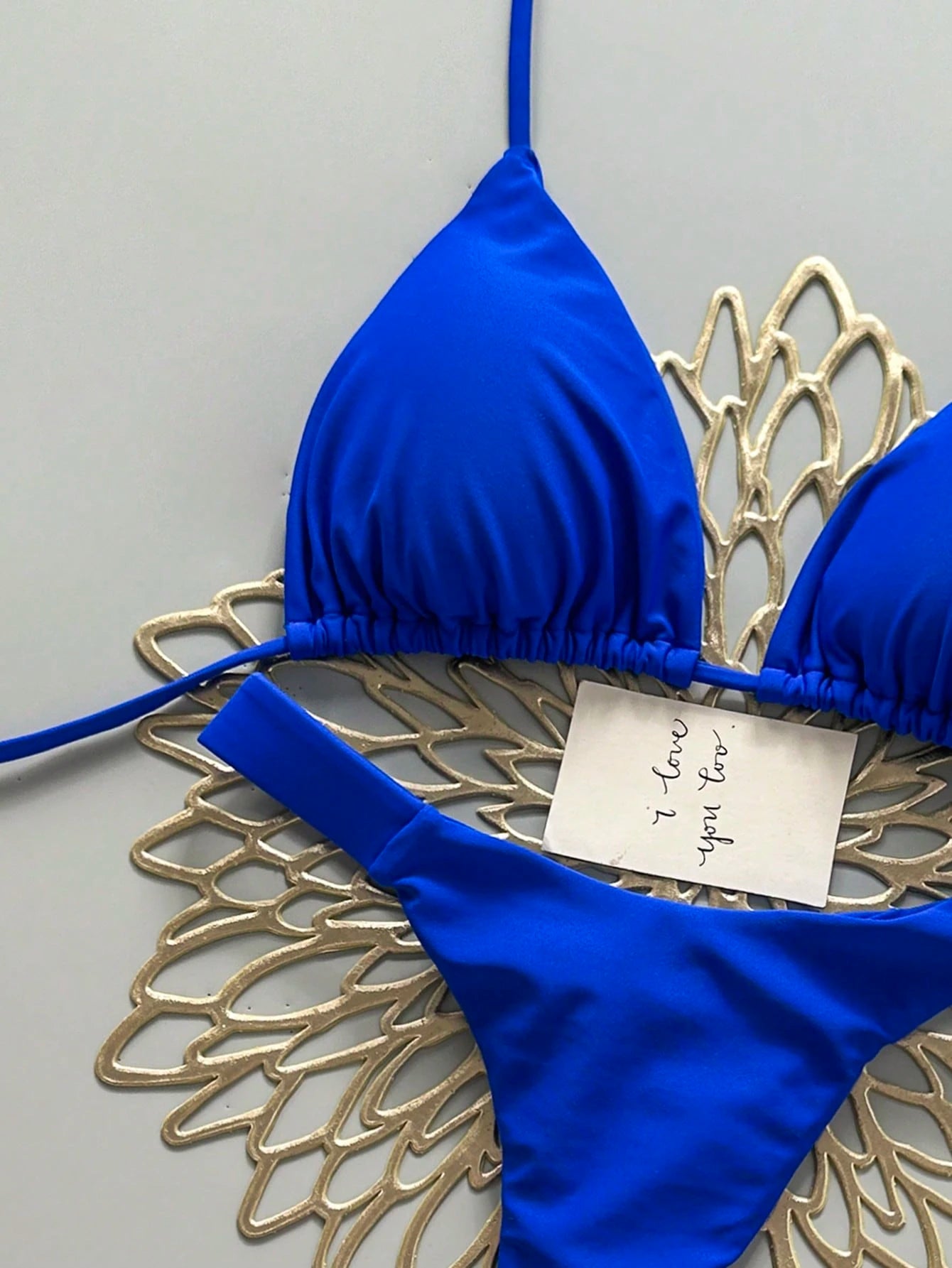 2pcs Casual Elegant Sexy Bohemian Floral Print Tie-Up Braided Bikini Swimwear, S