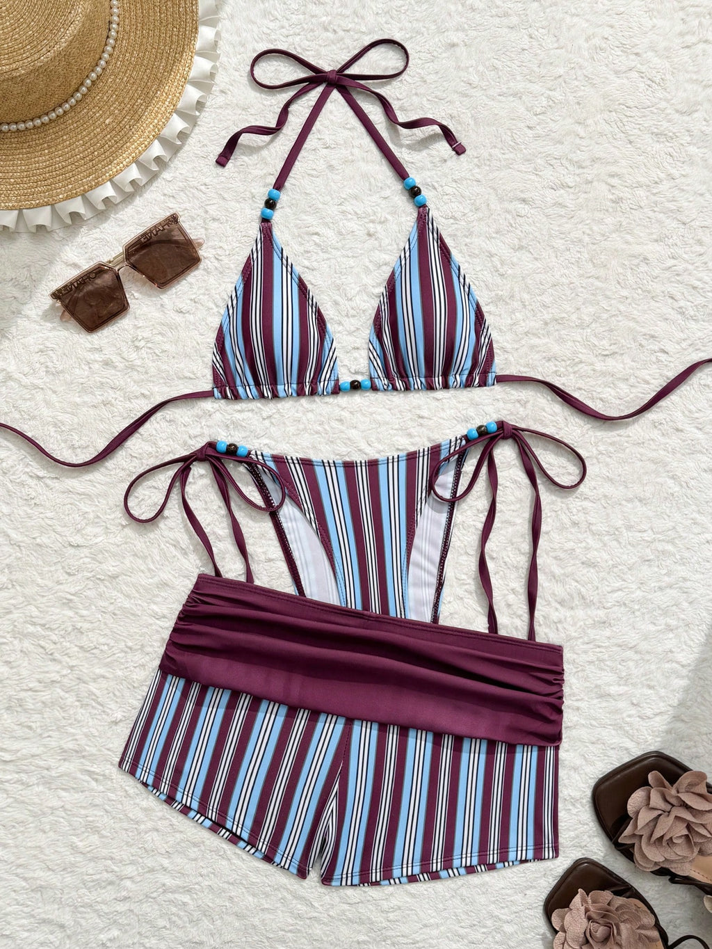 Costavie Blue And White Striped Summer Casual Holiday Pool Party