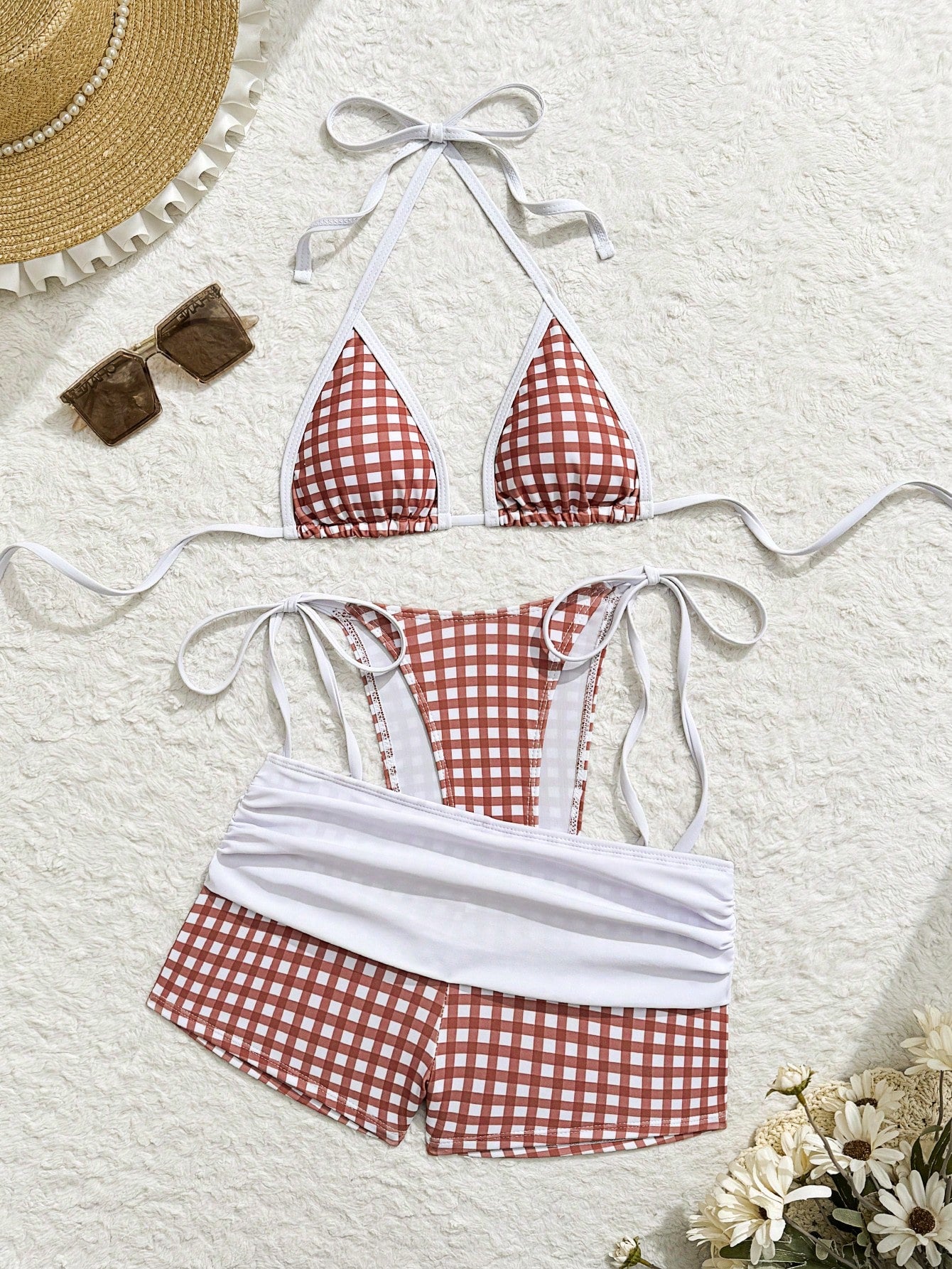 Costavie Blue And White Striped Summer Casual Beach Holiday Vacation 3-Piece Women Swimwear Set,Textured Knit - image 14