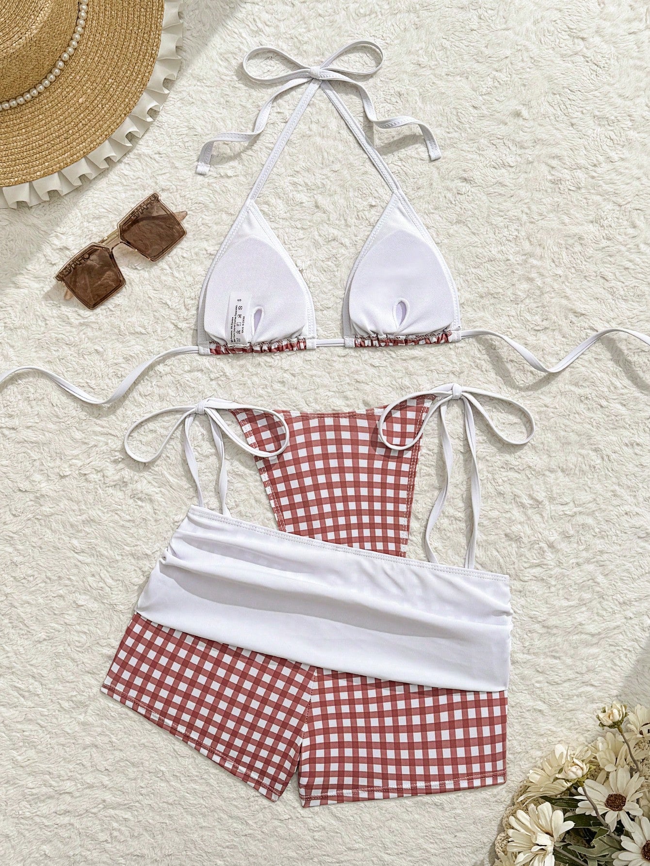 Costavie Blue And White Striped Summer Casual Beach Holiday Vacation 3-Piece Women Swimwear Set,Textured Knit - image 16