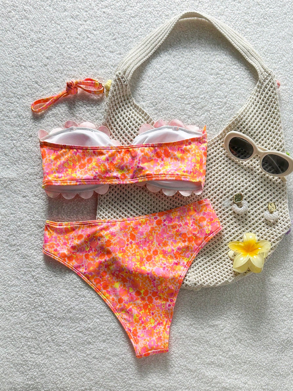 Swim Mod Women's Swimwear, Teenage Girl, Cutout Floral Trim,