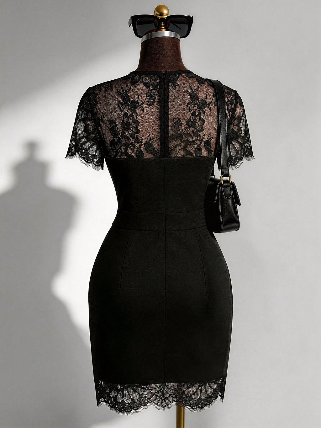 GlowEve Spring/Summer New Elegant Fitted Contrast Lace Sheer Heart Neck Low-Cut Waist Bodycon Mini Dress For - image 2