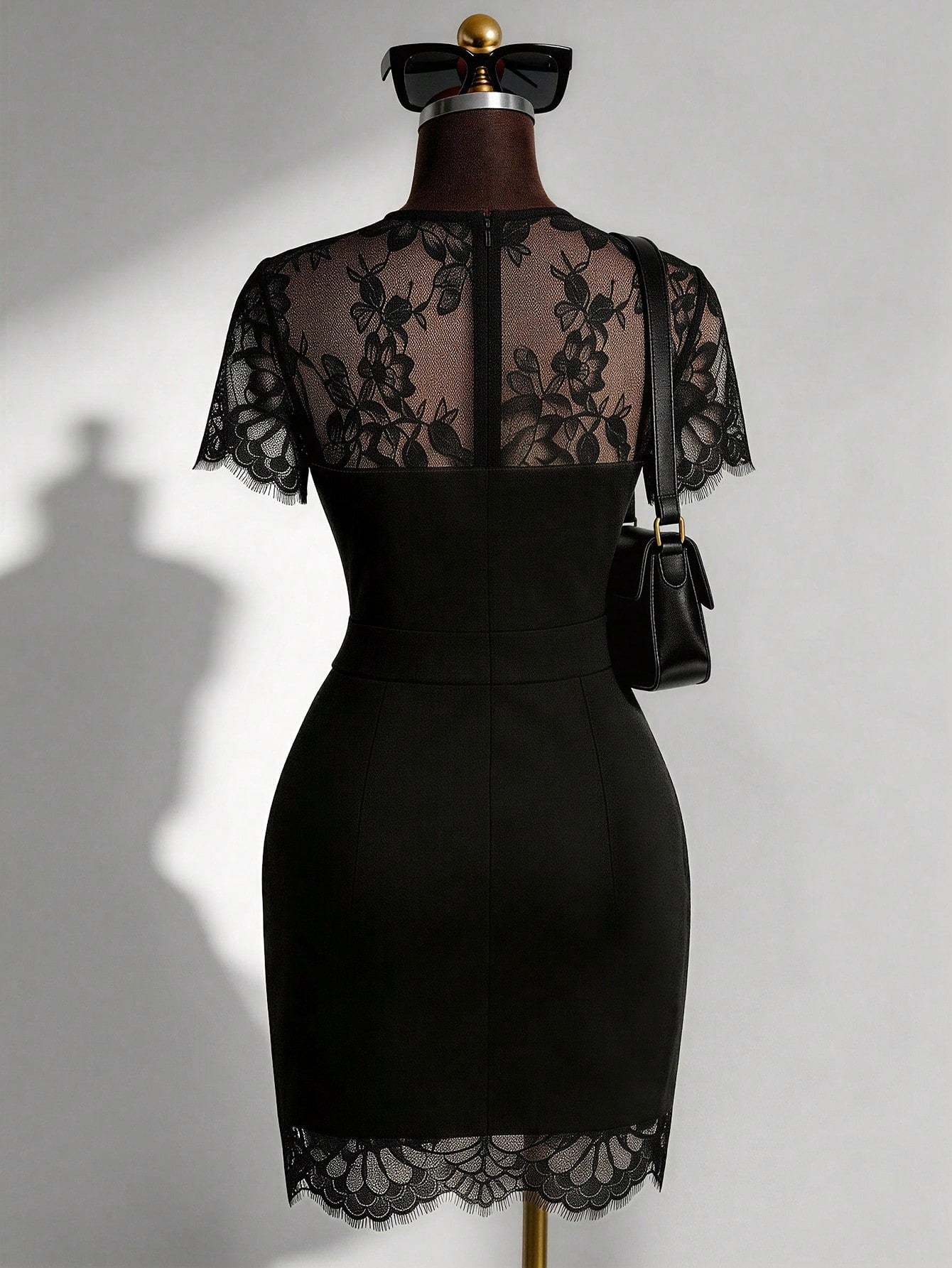 GlowEve Spring/Summer New Elegant Fitted Contrast Lace Sheer Heart Neck Low-Cut Waist Bodycon Mini Dress For - image 2