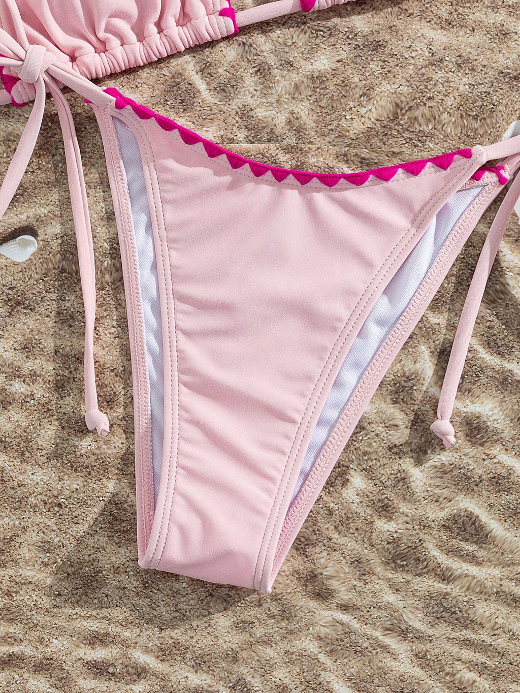 Women's Solid Color Reinforced Stitching Halter Tie Two Pieces