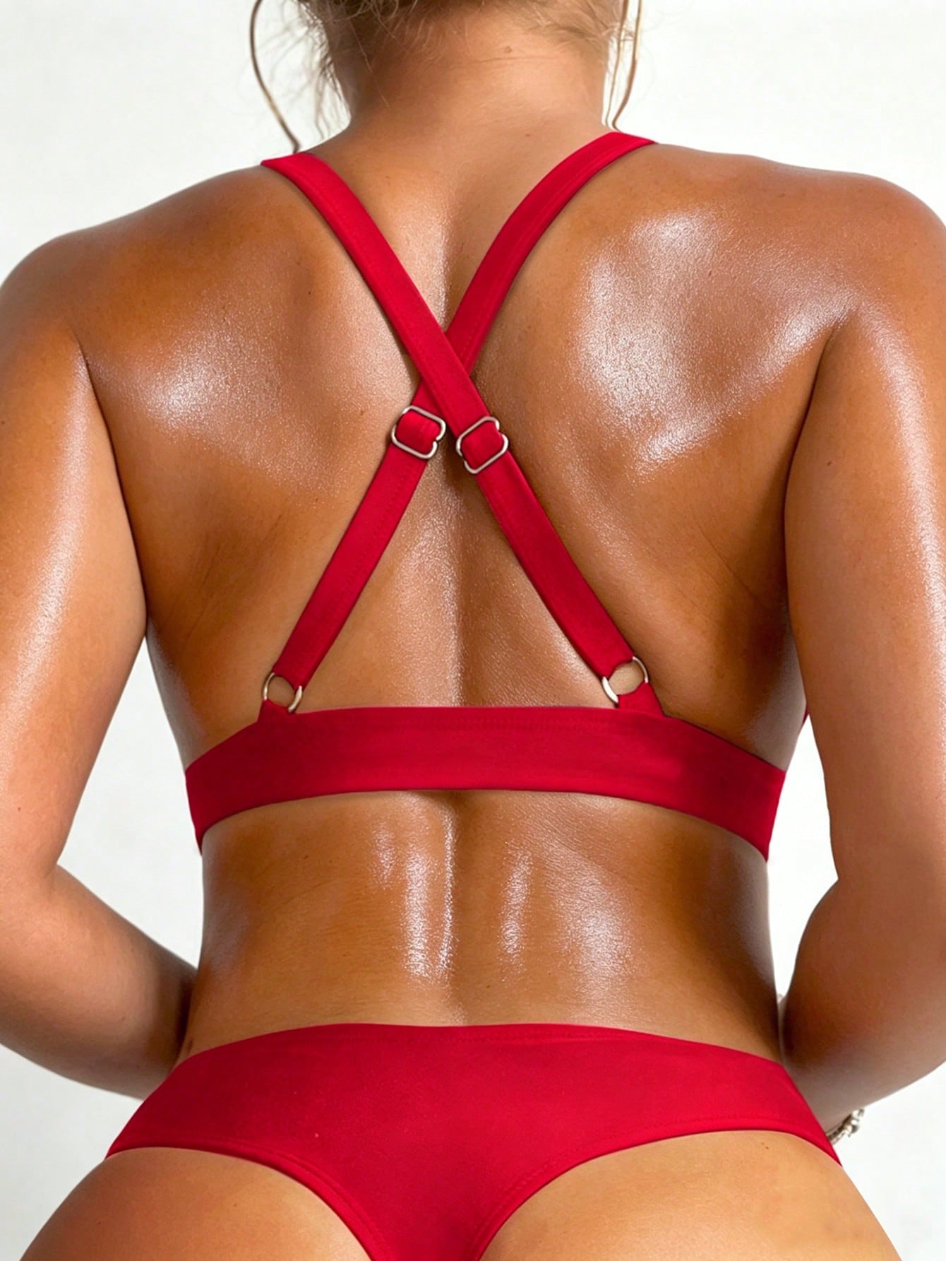 Swim Women's Solid Color Criss-Cross Back Sexy Bikini Swimsuit Set, Summer Beach - image 17