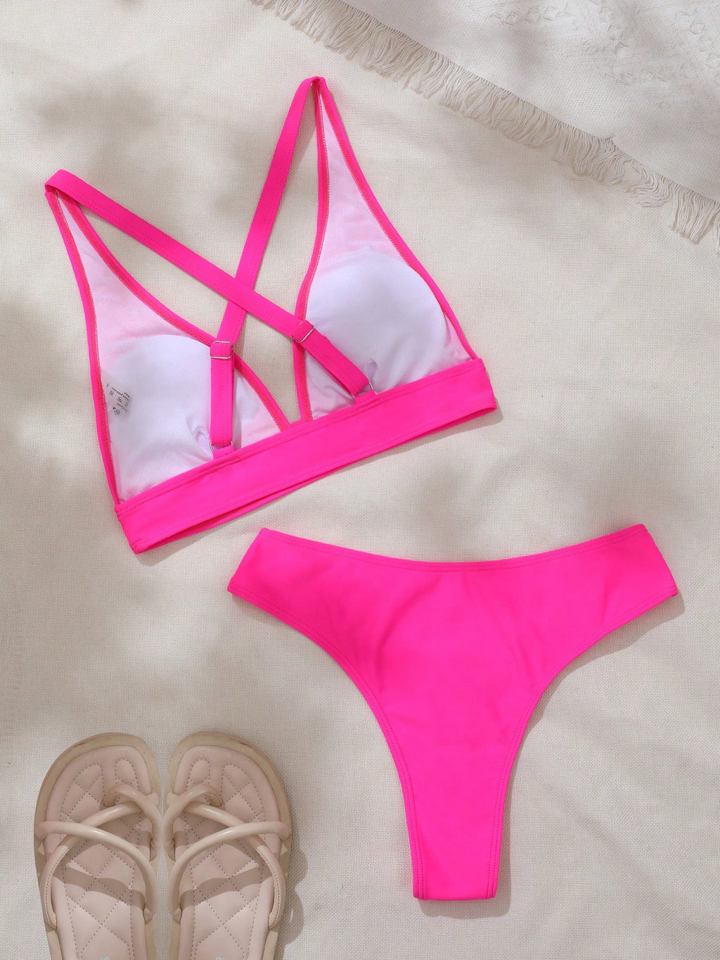 Swim Women's Solid Color Criss-Cross Back Sexy Bikini Swimsuit Set, Summer Beach - image 8