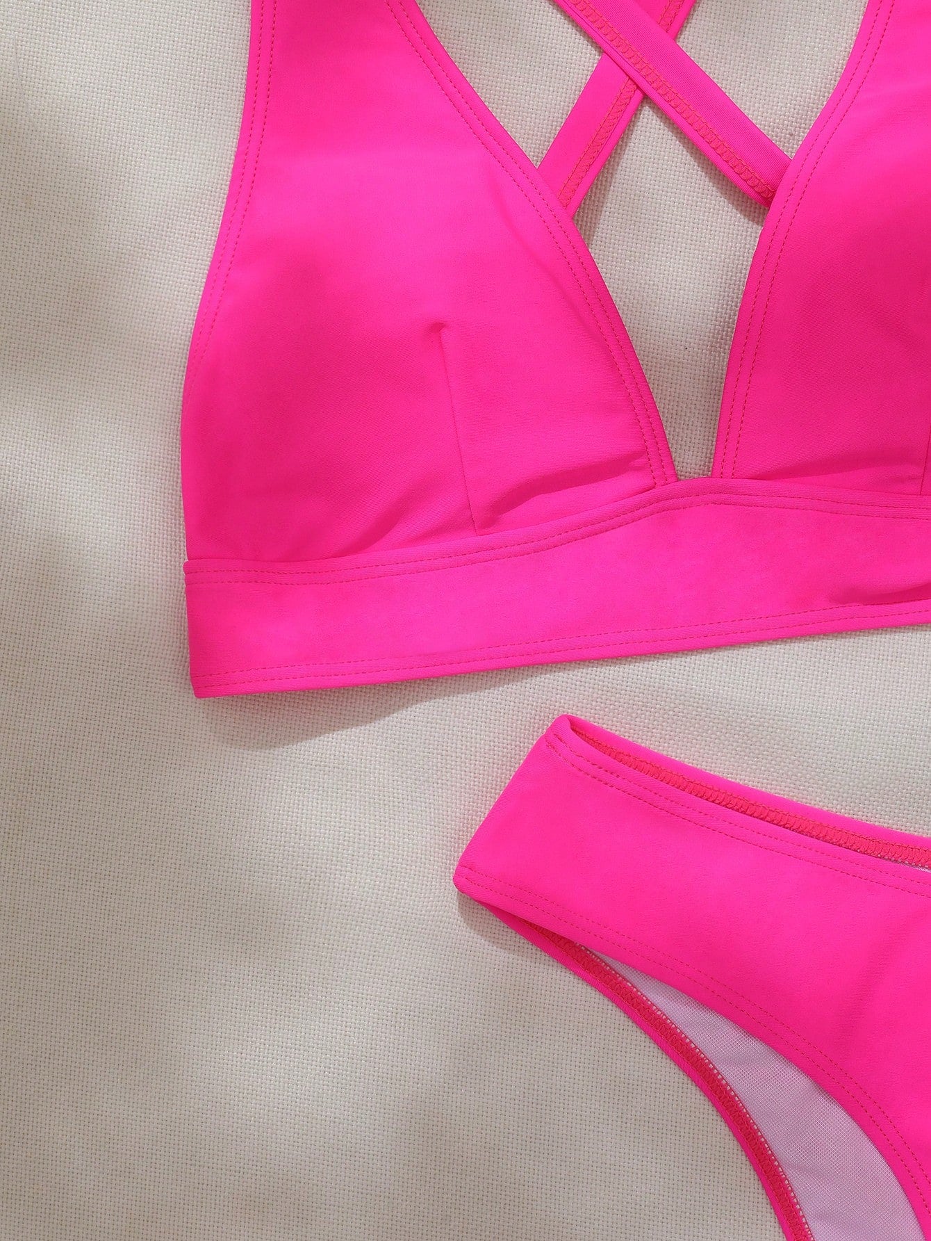 Swim Women's Solid Color Criss-Cross Back Sexy Bikini Swimsuit Set, Summer Beach - image 11