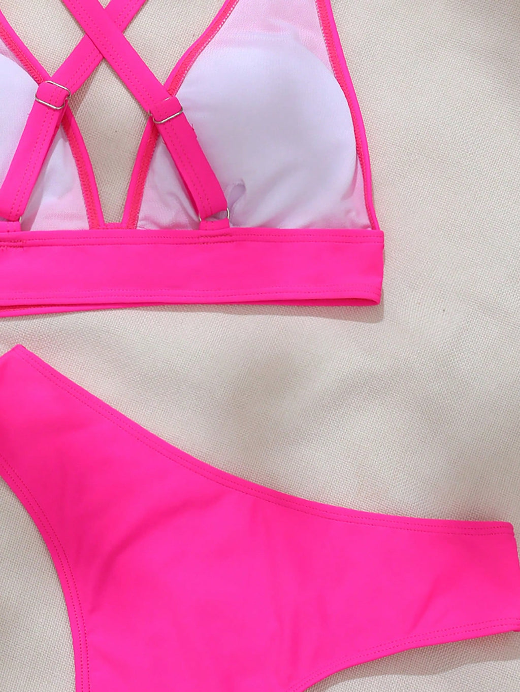 Swim Women's Solid Color Criss-Cross Back Sexy Bikini Swimsuit Set, Summer Beach - image 10