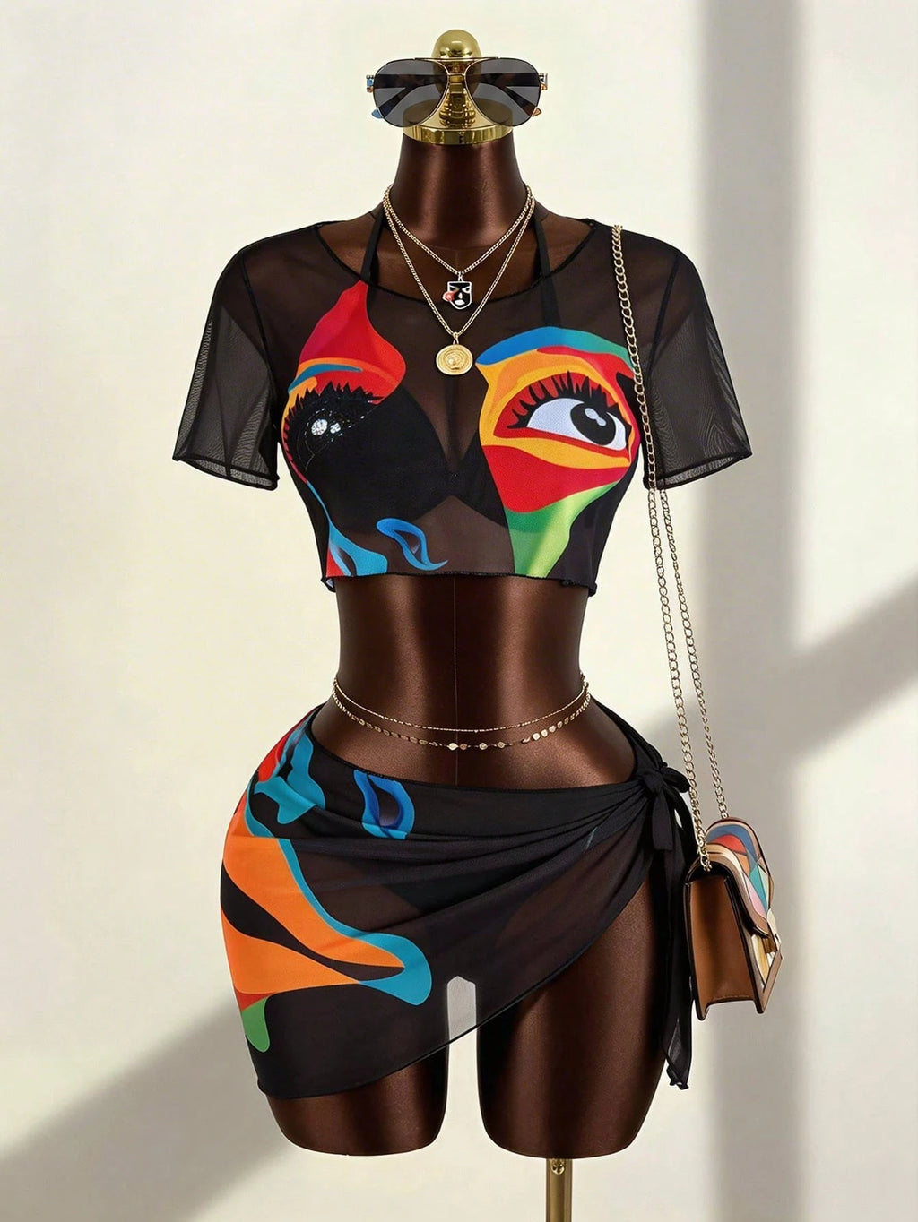 Slaydiva Plus Size Women's Summer Beach Solid Color Halter Tie Sexy Bikini And Triangle Panty Swimwear Set