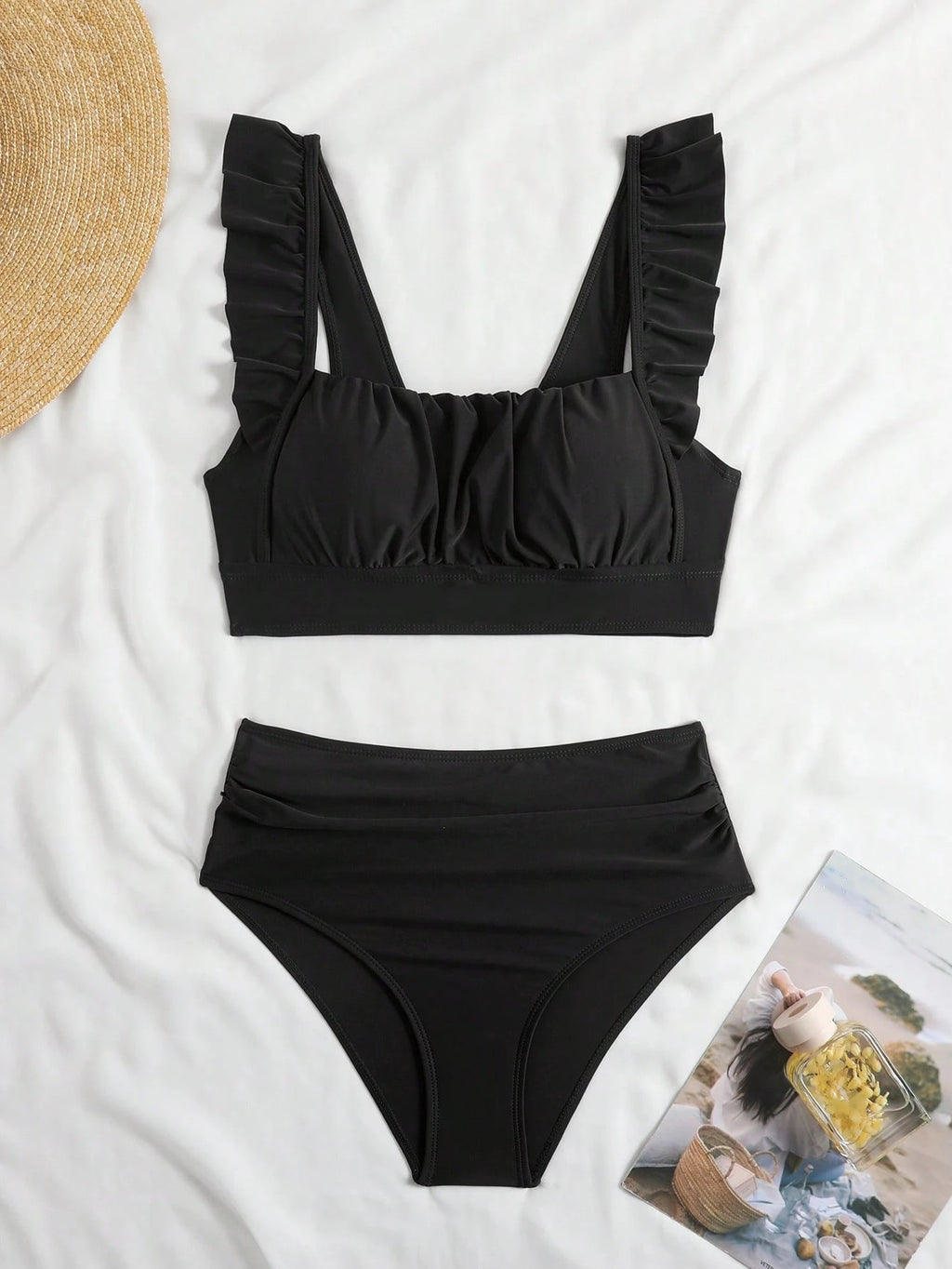 EMERY ROSE 2pcs Women's Summer Beach Elegant Vacation Solid Color