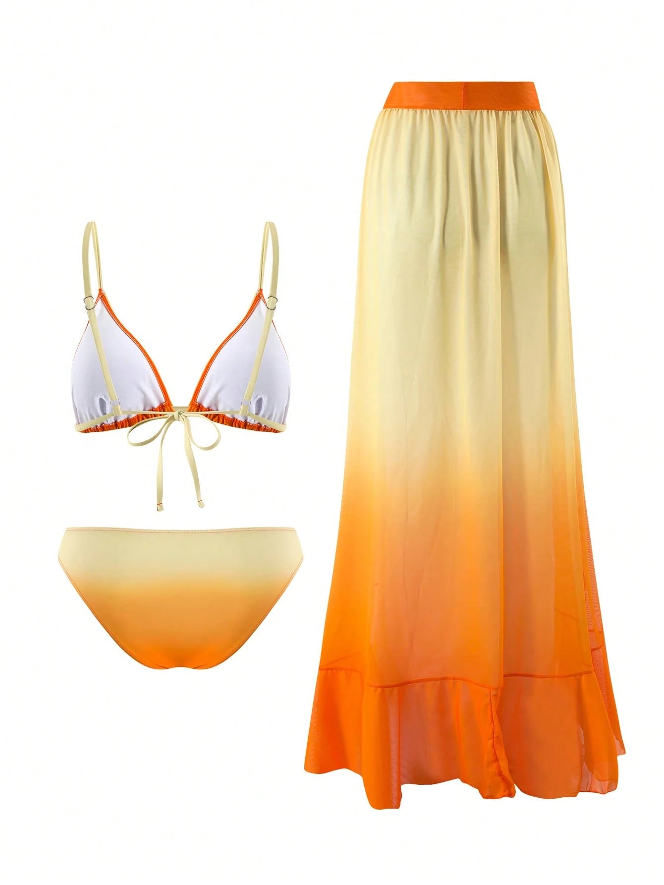 Swim SXY Summer New Women's 3-Piece Beach Set Gradient Print Random