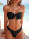 Swim Vcay Spring/Summer Solid Color Strap Jacquard Fabric Wireless