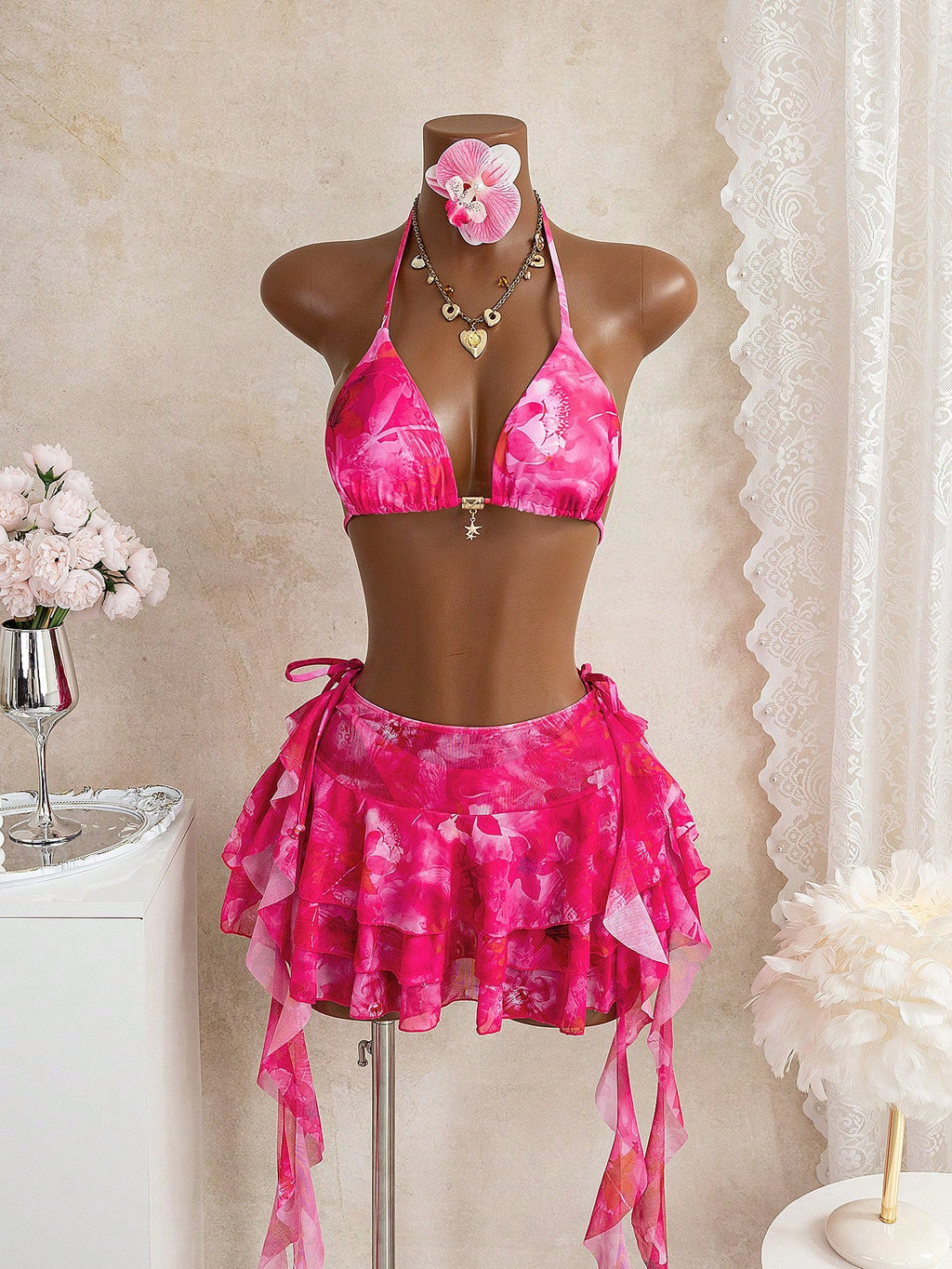 Bellisia Pink Summer Casual Beach Holiday Vacation Latest YK2 Floral
